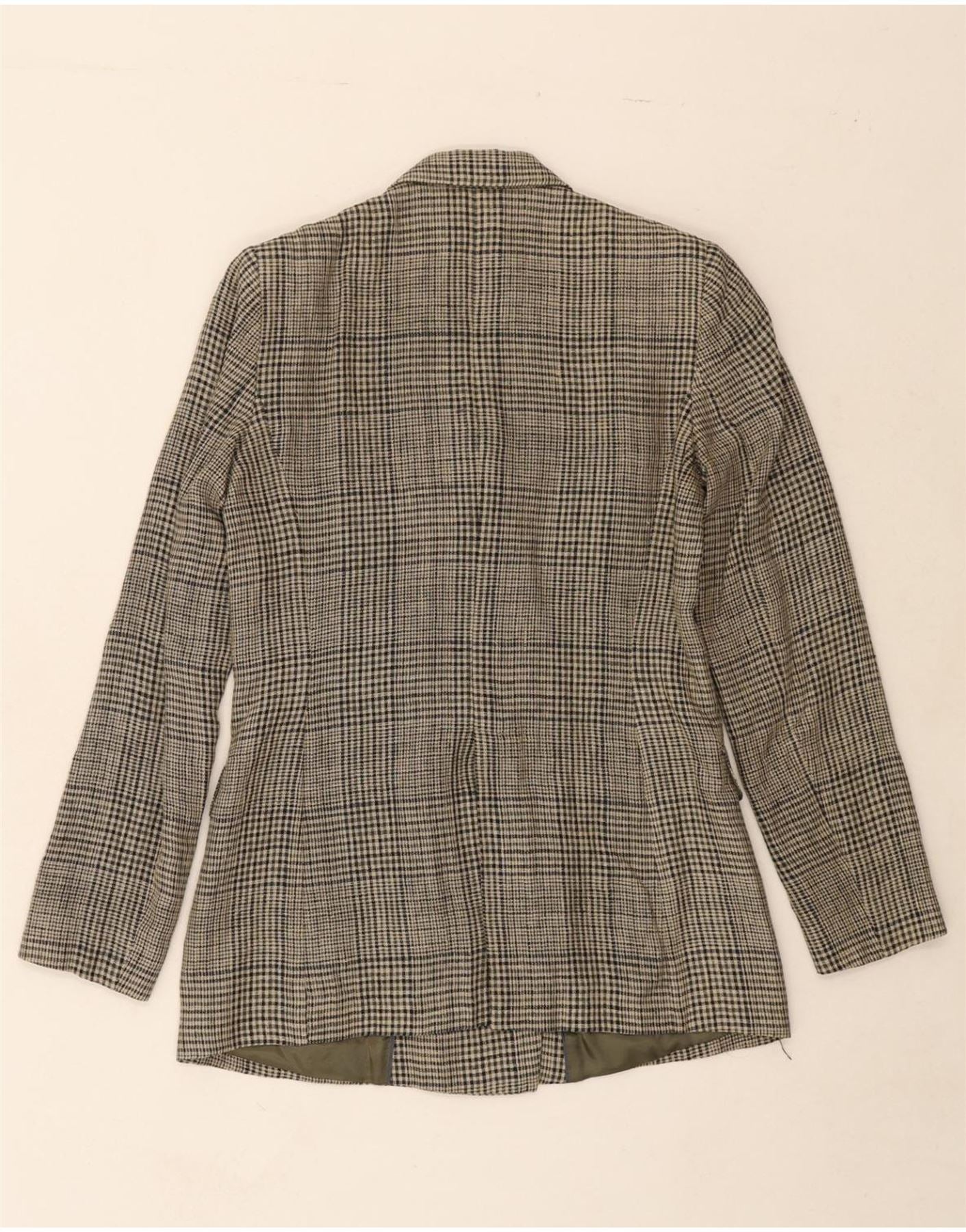 MASSIMO DUTTI Womens Double Breasted Blazer Jacket EU 36 XS Grey Check Vintage Massimo Dutti and Second-Hand Massimo Dutti from Messina Hembry