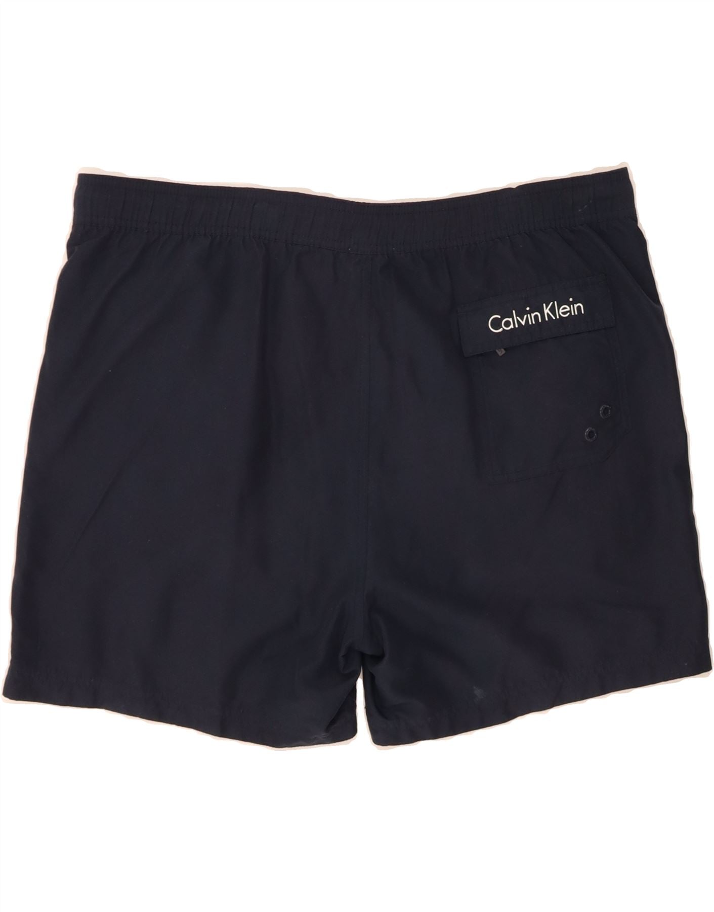 CALVIN KLEIN Mens Graphic Swimming Shorts XL  Navy Blue Polyester Vintage Calvin Klein and Second-Hand Calvin Klein from Messina Hembry