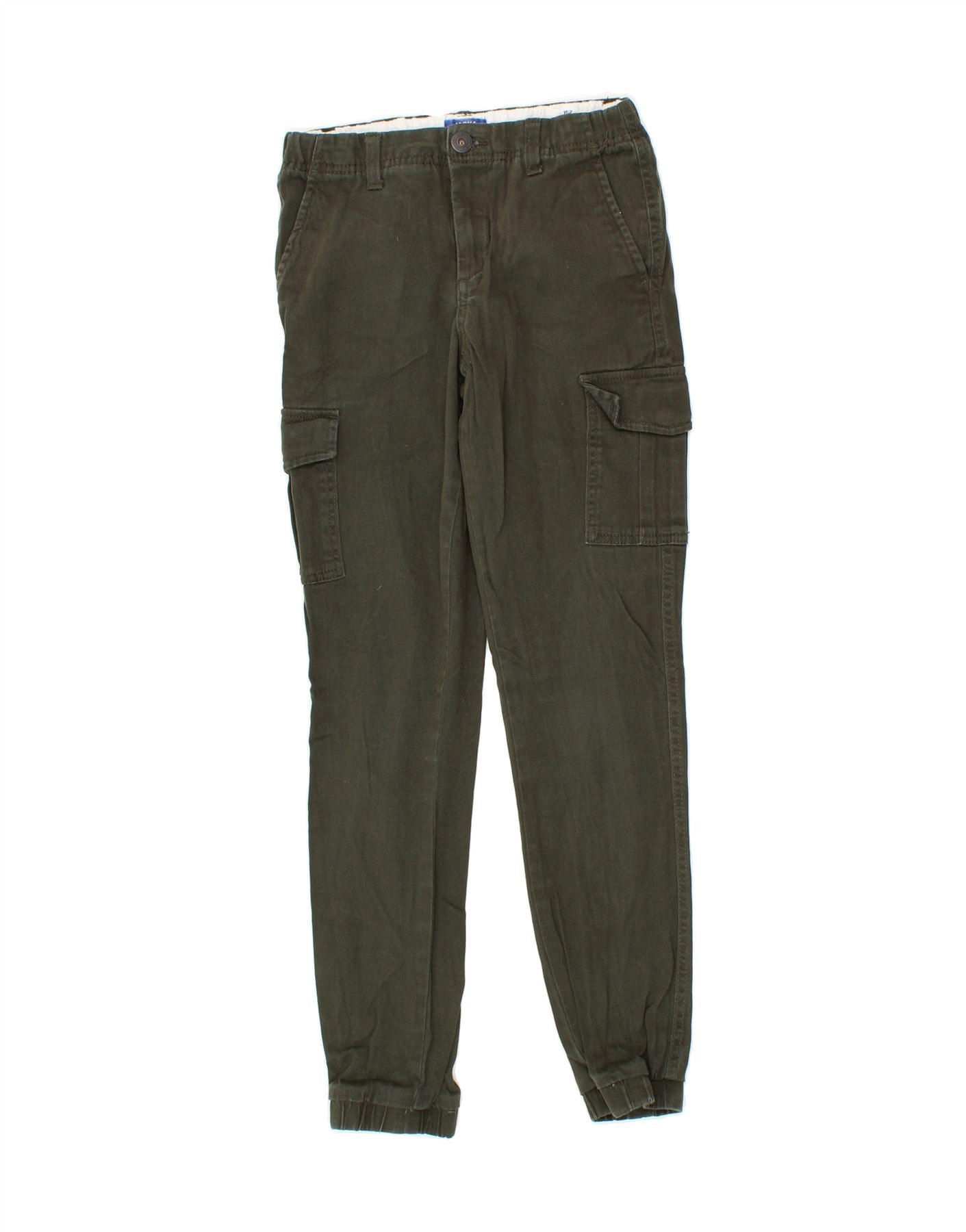 JACK & JONES Boys Joggers Cargo Trousers 11-12 Years W24 L27 Green Cotton Vintage Jack & Jones and Second-Hand Jack & Jones from Messina Hembry