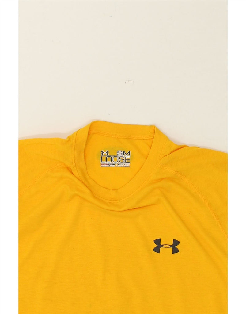 UNDER ARMOUR Mens Heat Gear T-Shirt Top Small Yellow Polyester | Vintage Under Armour | Thrift | Second-Hand Under Armour | Used Clothing | Messina Hembry 
