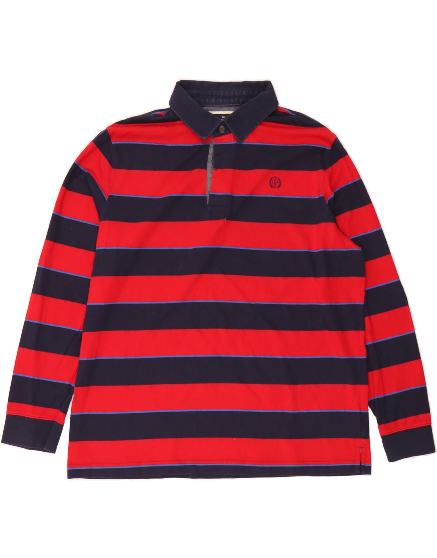BLUE HARBOUR Mens Regular Fit Long Sleeve Rugby Polo Shirt XL Red Striped Vintage Blue Harbour and Second-Hand Blue Harbour from Messina Hembry