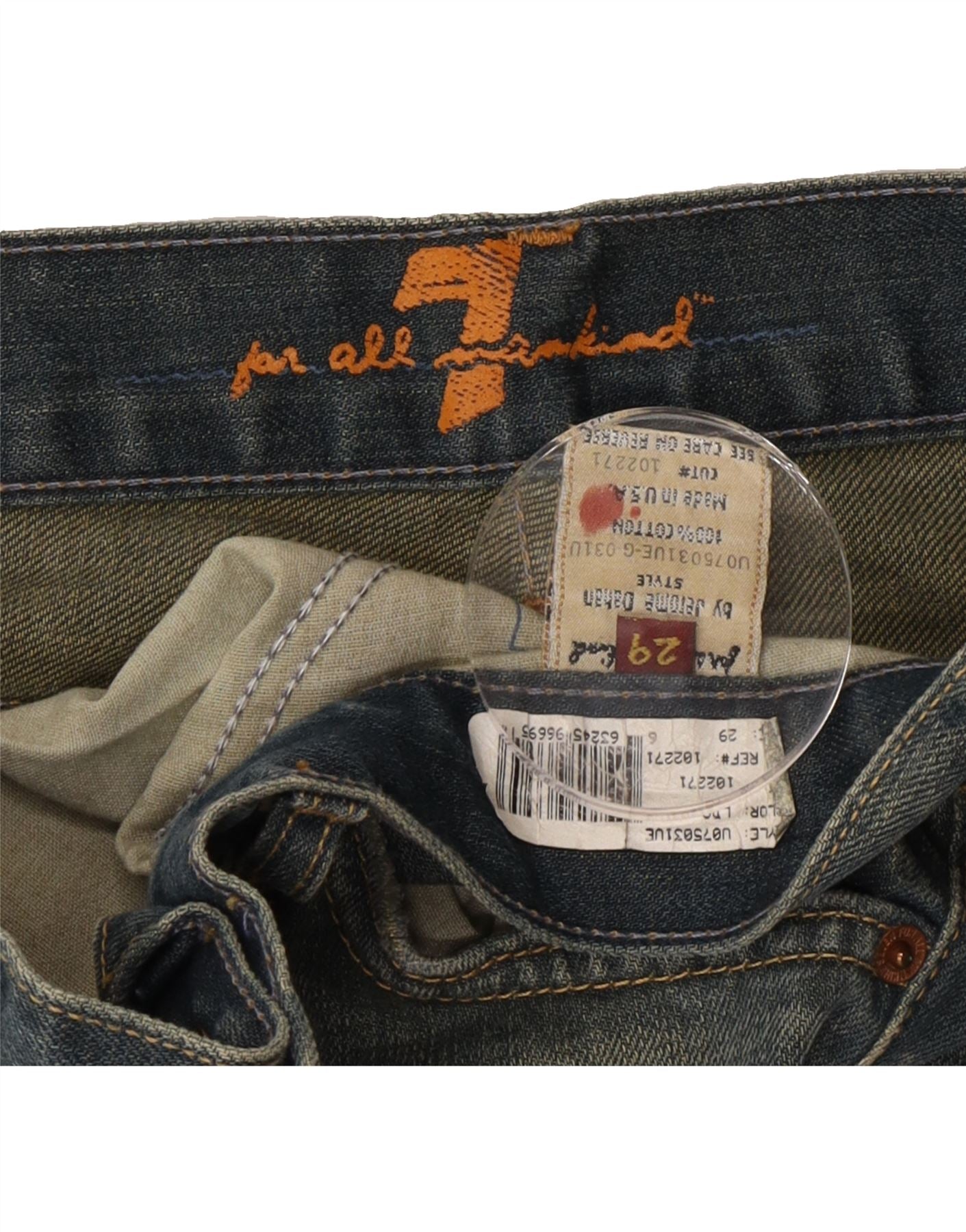 7 FOR ALL MANKIND Womens Bootcut Jeans W29 L30 Blue Cotton Vintage 7 For All Mankind and Second-Hand 7 For All Mankind from Messina Hembry