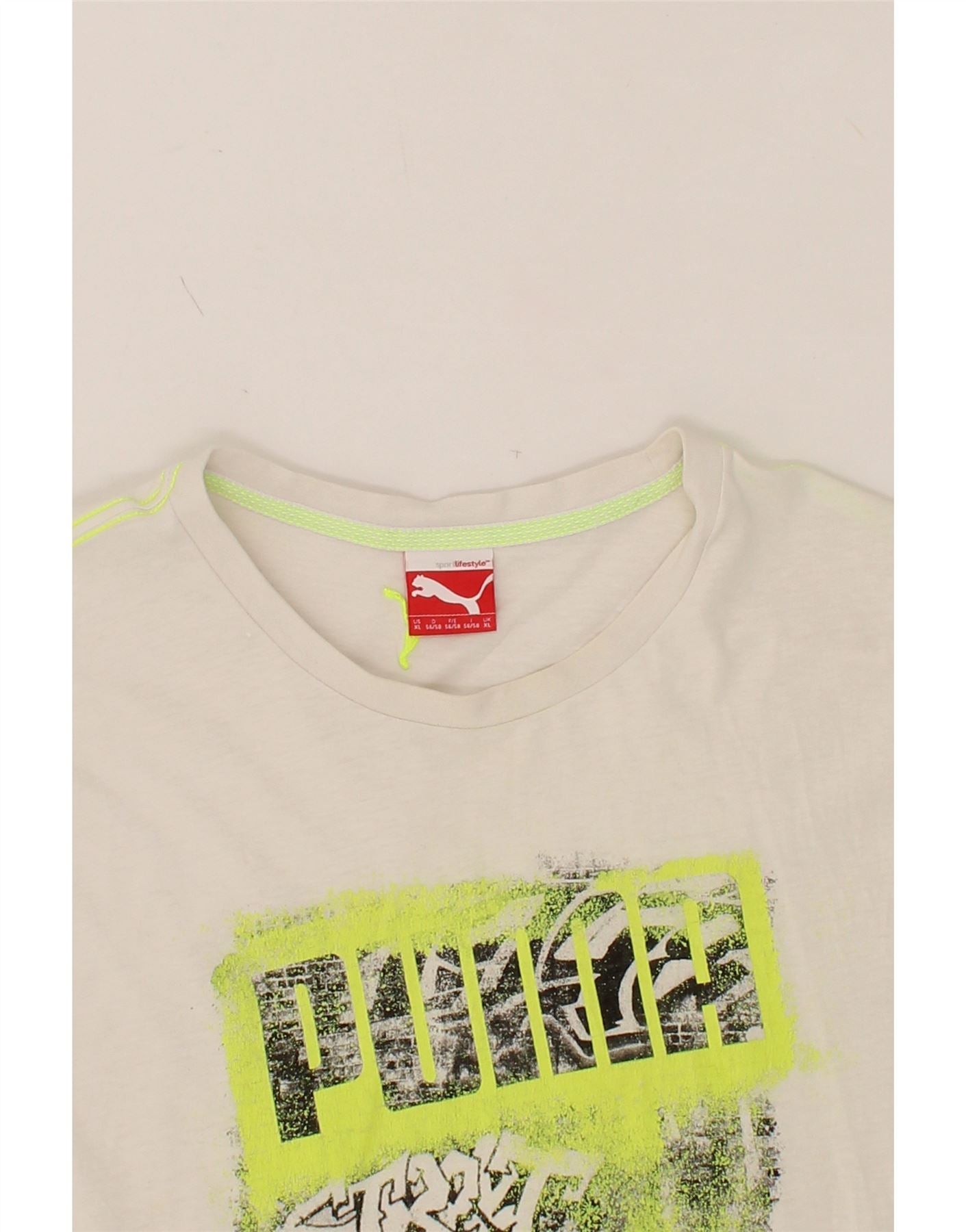 PUMA Mens Graphic T-Shirt Top XL White Cotton Vintage Puma and Second-Hand Puma from Messina Hembry