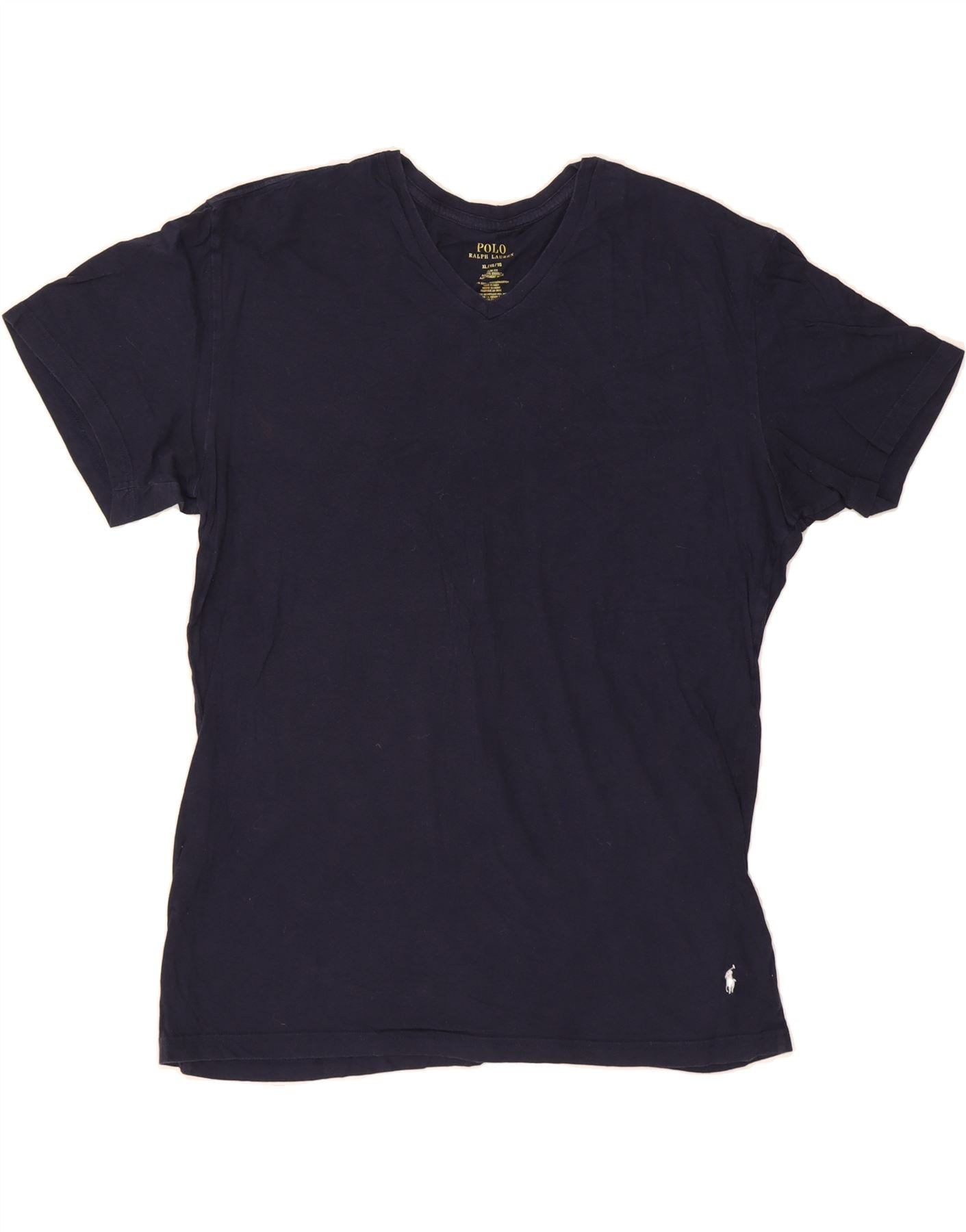 POLO RALPH LAUREN Mens Slim Fit T-Shirt Top XL Navy Blue Cotton Vintage Polo Ralph Lauren and Second-Hand Polo Ralph Lauren from Messina Hembry