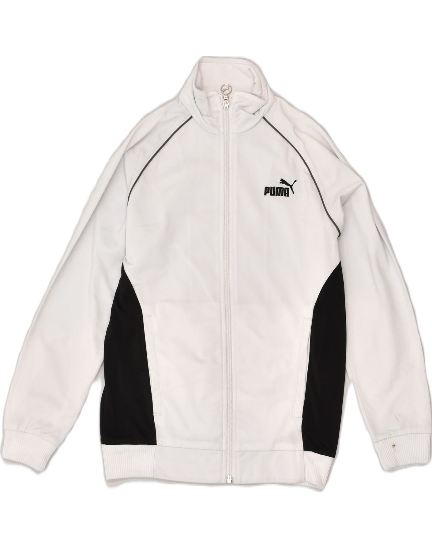 PUMA Boys Tracksuit Top Jacket 9-10 Years Medium White Polyester | Vintage Puma | Thrift | Second-Hand Puma | Used Clothing | Messina Hembry