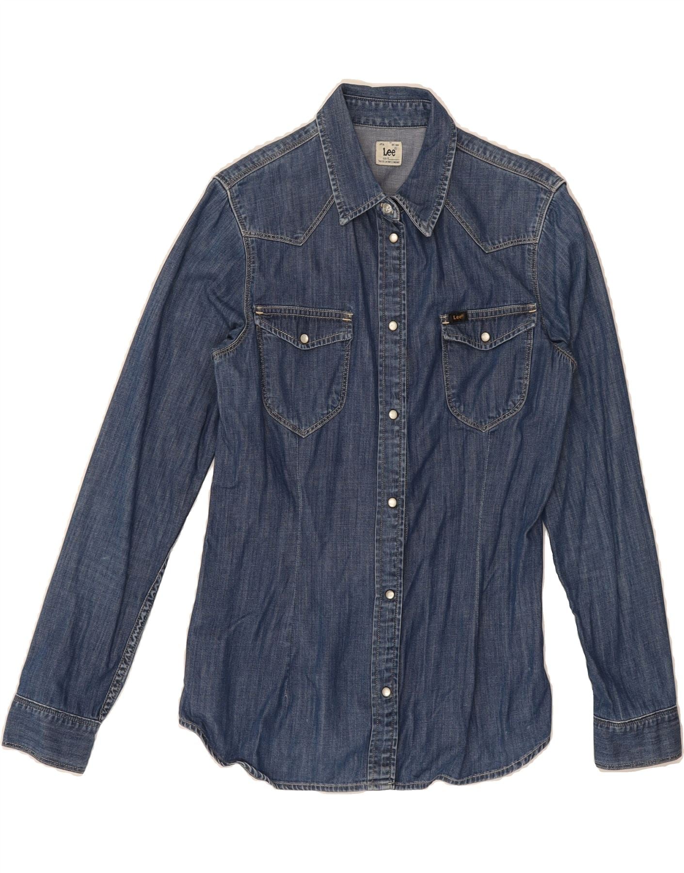 LEE Womens Denim Shirt UK 12 Medium Blue Cotton Vintage Lee and Second-Hand Lee from Messina Hembry
