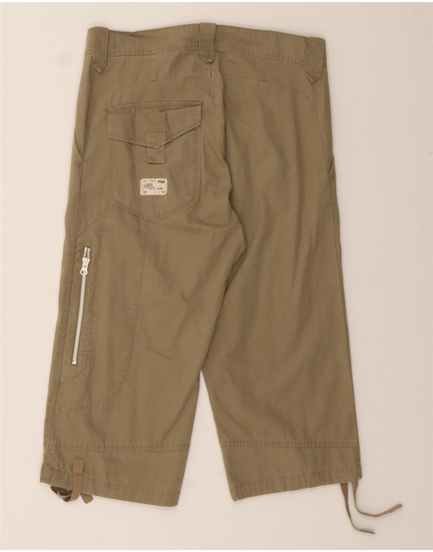PUMA Womens Straight Capri Trousers Small W30 L20 Beige Cotton Vintage Puma and Second-Hand Puma from Messina Hembry