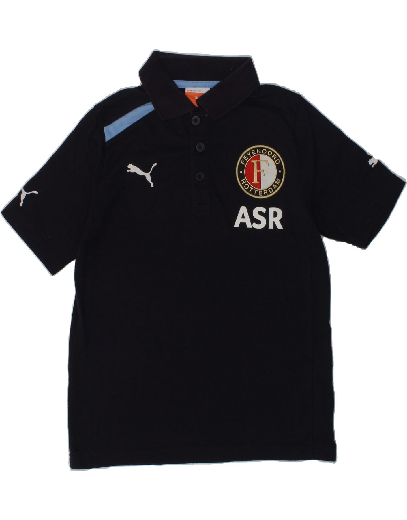 PUMA Boys Feyenoord Rotterdam Graphic Polo Shirt 9-10 Years Navy Blue | Vintage Puma | Thrift | Second-Hand Puma | Used Clothing | Messina Hembry