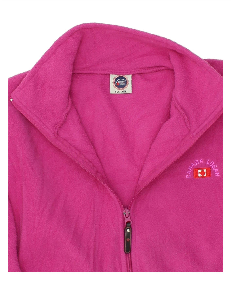 CANADA LOGAN Womens Fleece Jacket UK 22 3XL Pink Polyester Vintage Second Hand Clothing Online Messina Hembry