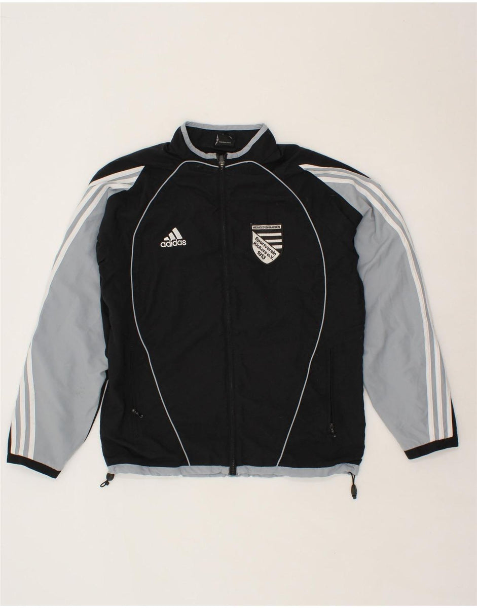 ADIDAS Mens Tracksuit Top Jacket UK 40 42 Medium Black Colourblock Vintage Second Hand Clothing Online Messina Hembry