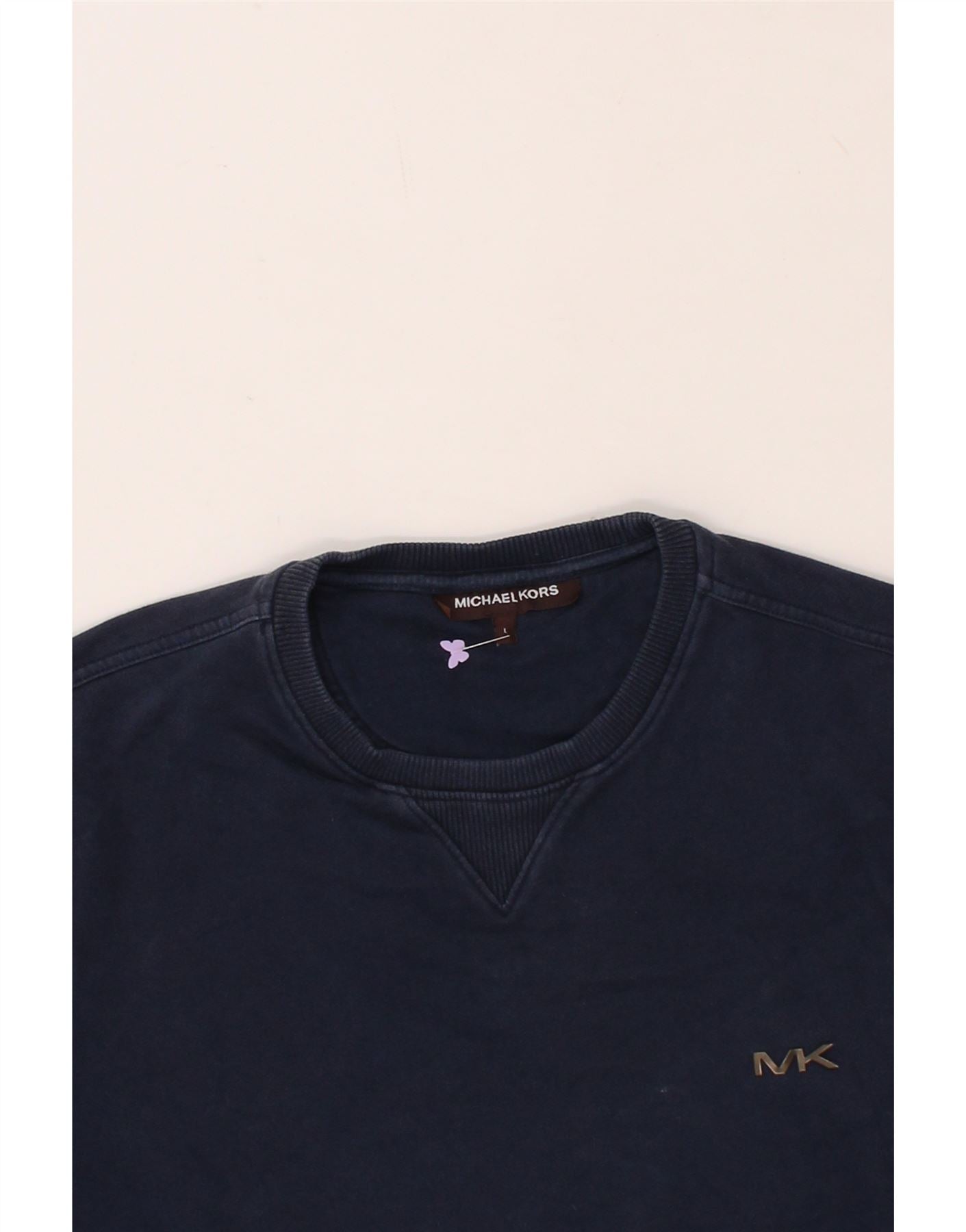 MICHAEL KORS Mens Sweatshirt Jumper Large Navy Blue Cotton Vintage Michael Kors and Second-Hand Michael Kors from Messina Hembry