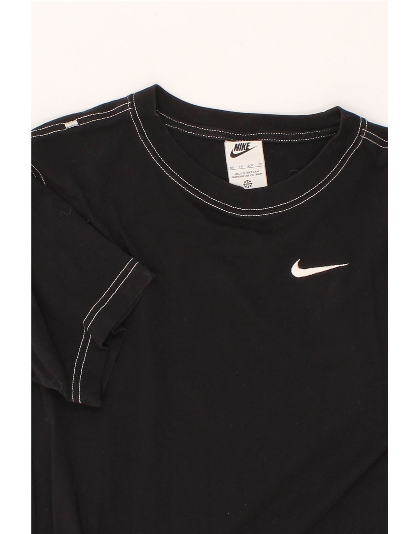 NIKE Womens Graphic T-Shirt Dress UK 6 XS Black Cotton Vintage Nike and Second-Hand Nike from Messina Hembry