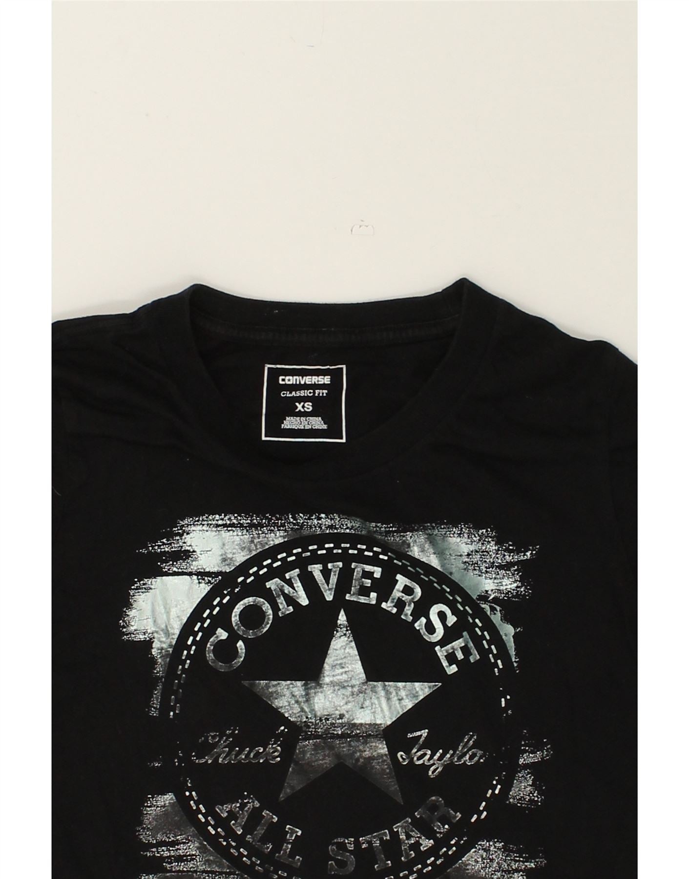 CONVERSE Womens Classic Fit Graphic T-Shirt Top UK 6 XS Black | Vintage Converse | Thrift | Second-Hand Converse | Used Clothing | Messina Hembry