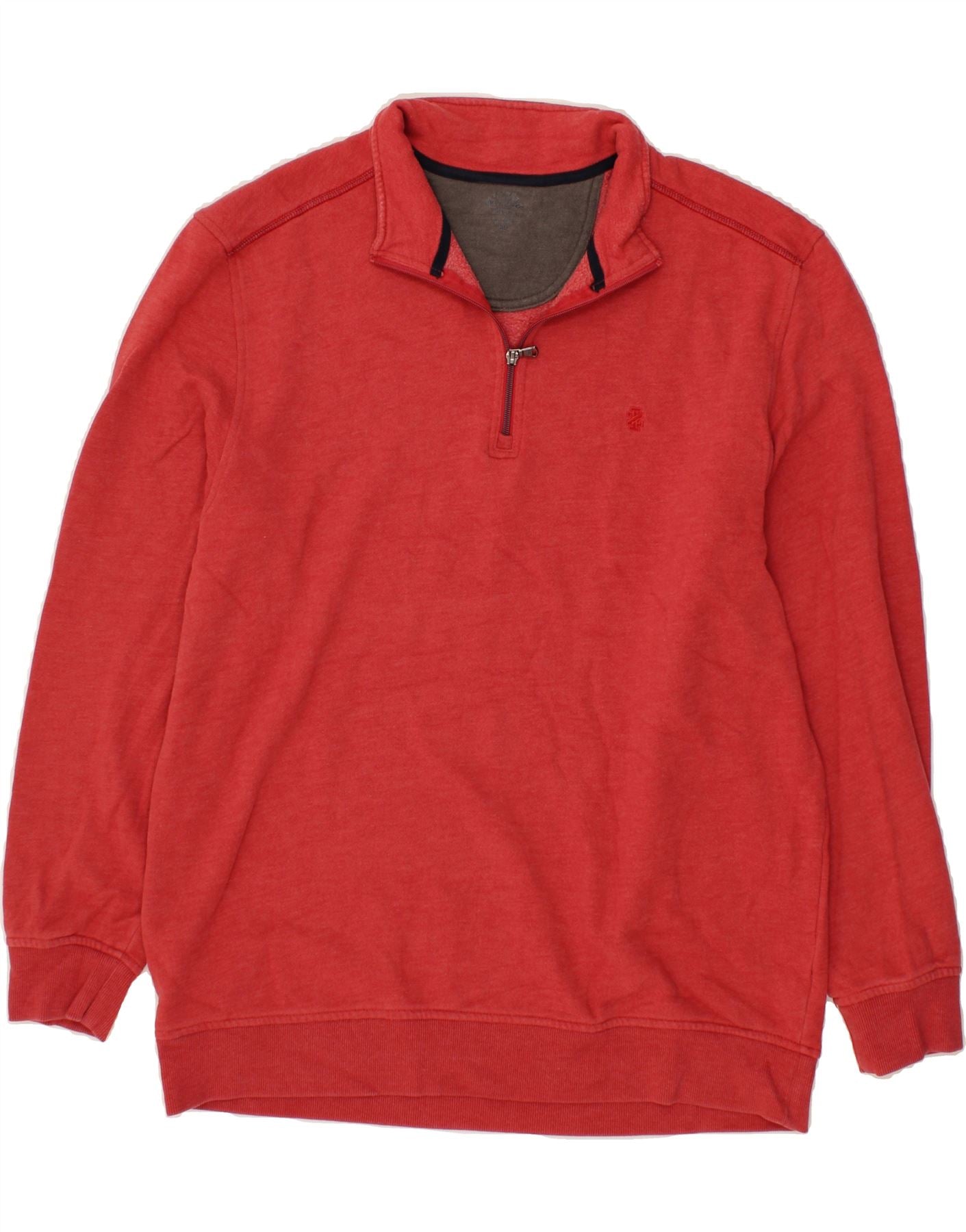 IZOD Mens Zip Neck Sweatshirt Jumper XL Red Cotton Vintage Izod and Second-Hand Izod from Messina Hembry
