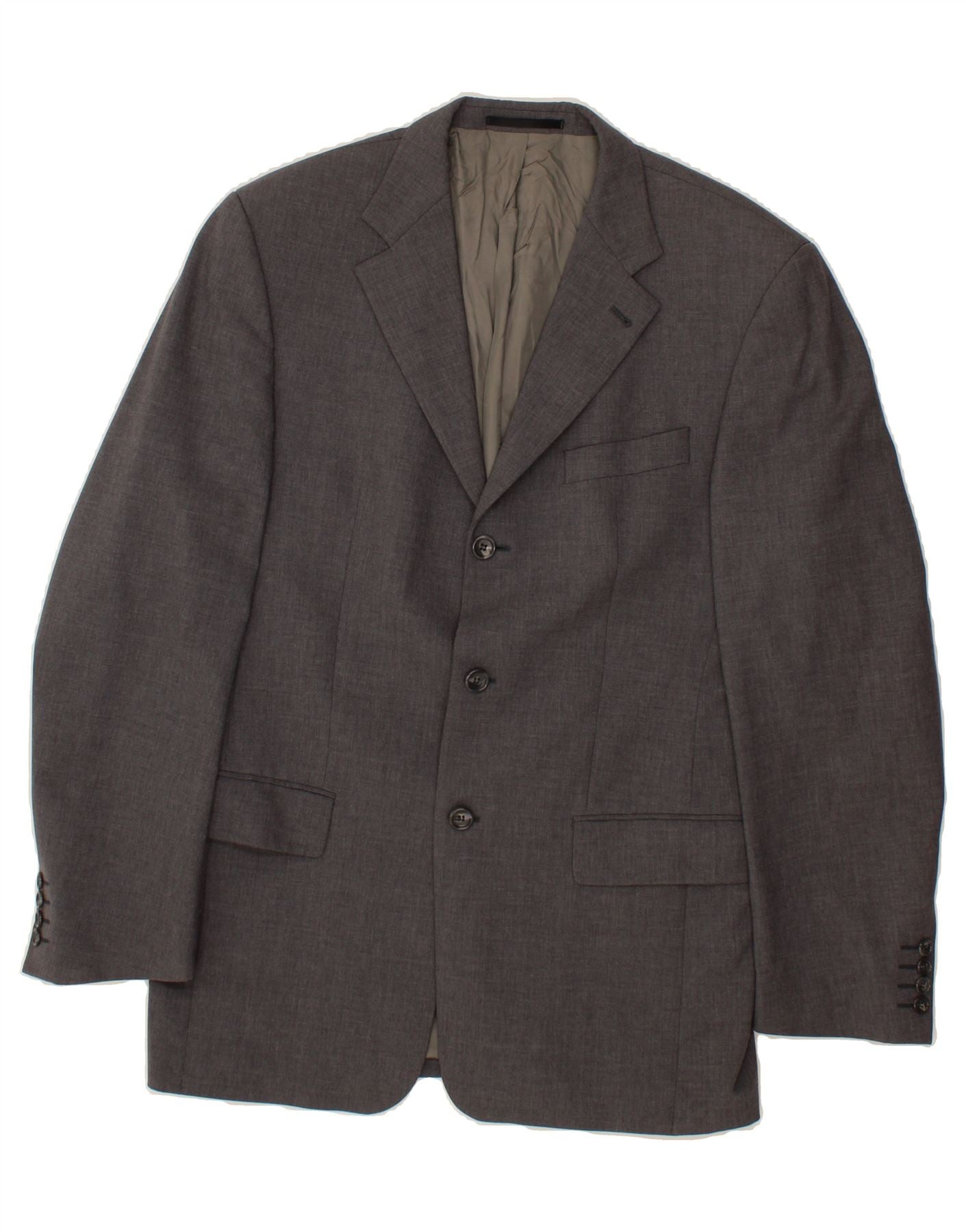 CARL GROSS Mens 3 Button Blazer Jacket UK 40 Large Grey Lambswool Vintage Carl Gross and Second-Hand Carl Gross from Messina Hembry