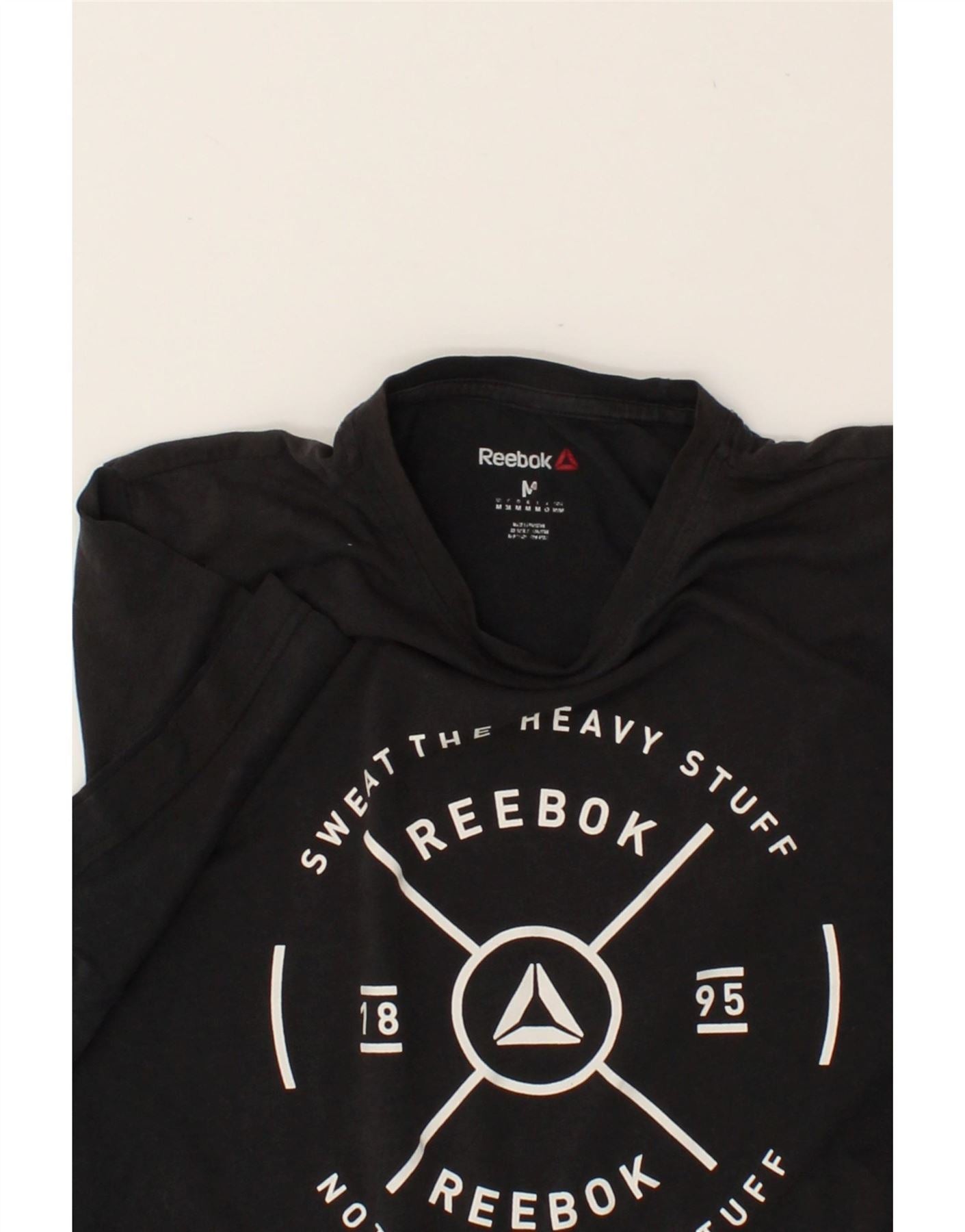 REEBOK Mens Graphic T-Shirt Top Medium Black Cotton Vintage Reebok and Second-Hand Reebok from Messina Hembry