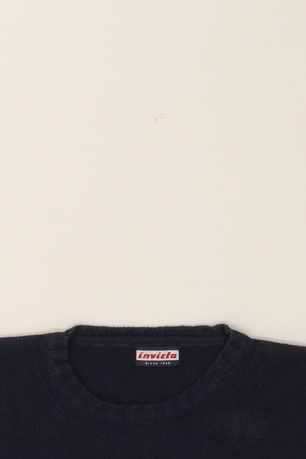 INVICTA Mens Boat Neck Jumper Sweater Large Navy Blue Cotton | Vintage Invicta | Thrift | Second-Hand Invicta | Used Clothing | Messina Hembry