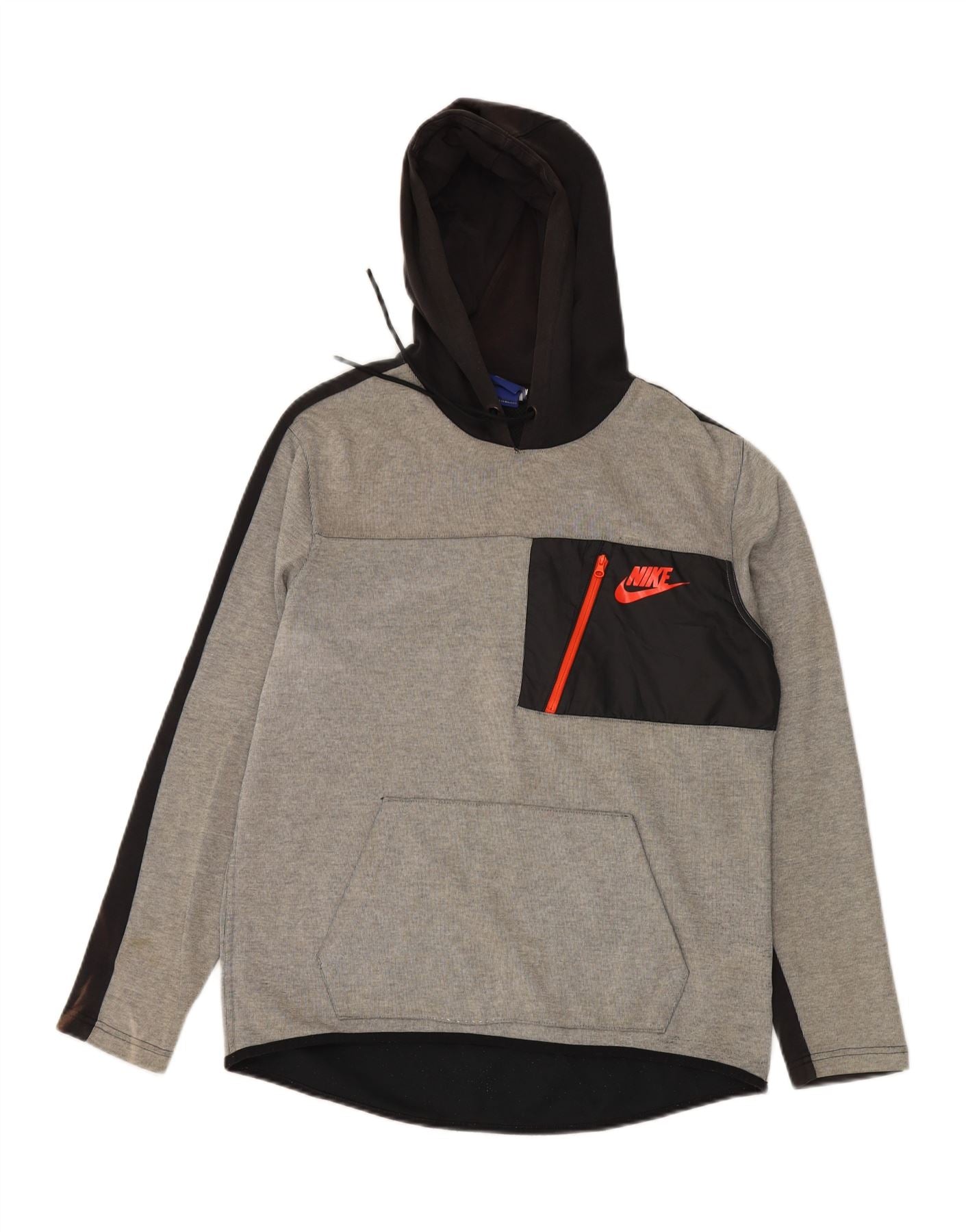 NIKE Mens Hoodie Jumper Medium Grey Colourblock Cotton Vintage Nike and Second-Hand Nike from Messina Hembry