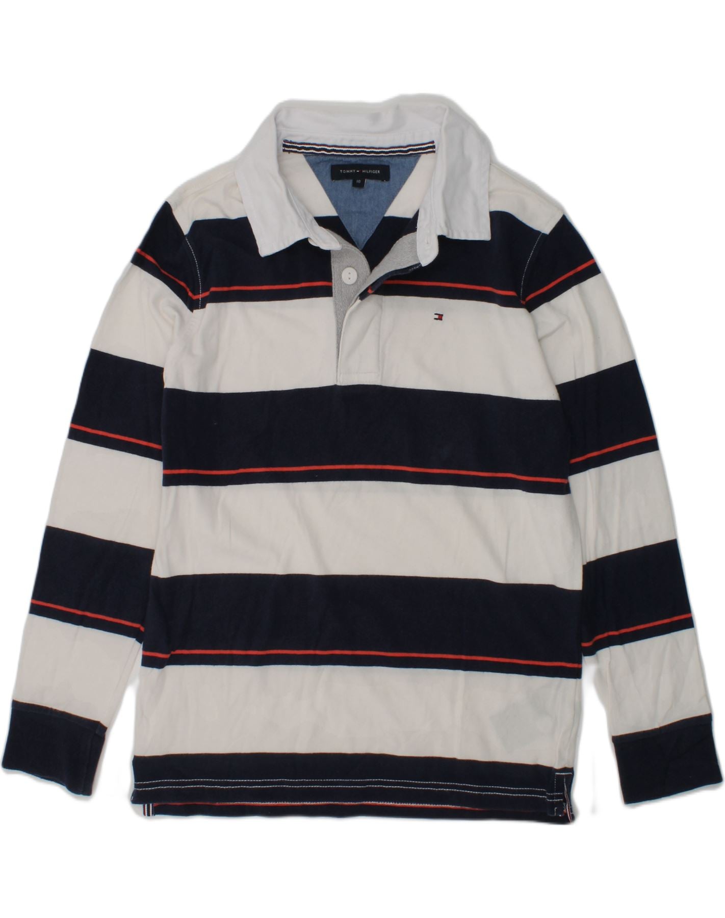 TOMMY HILFIGER Girls Long Sleeve Rugby Polo Shirt 9-10 Years Navy Blue | Vintage Tommy Hilfiger | Thrift | Second-Hand Tommy Hilfiger | Used Clothing | Messina Hembry