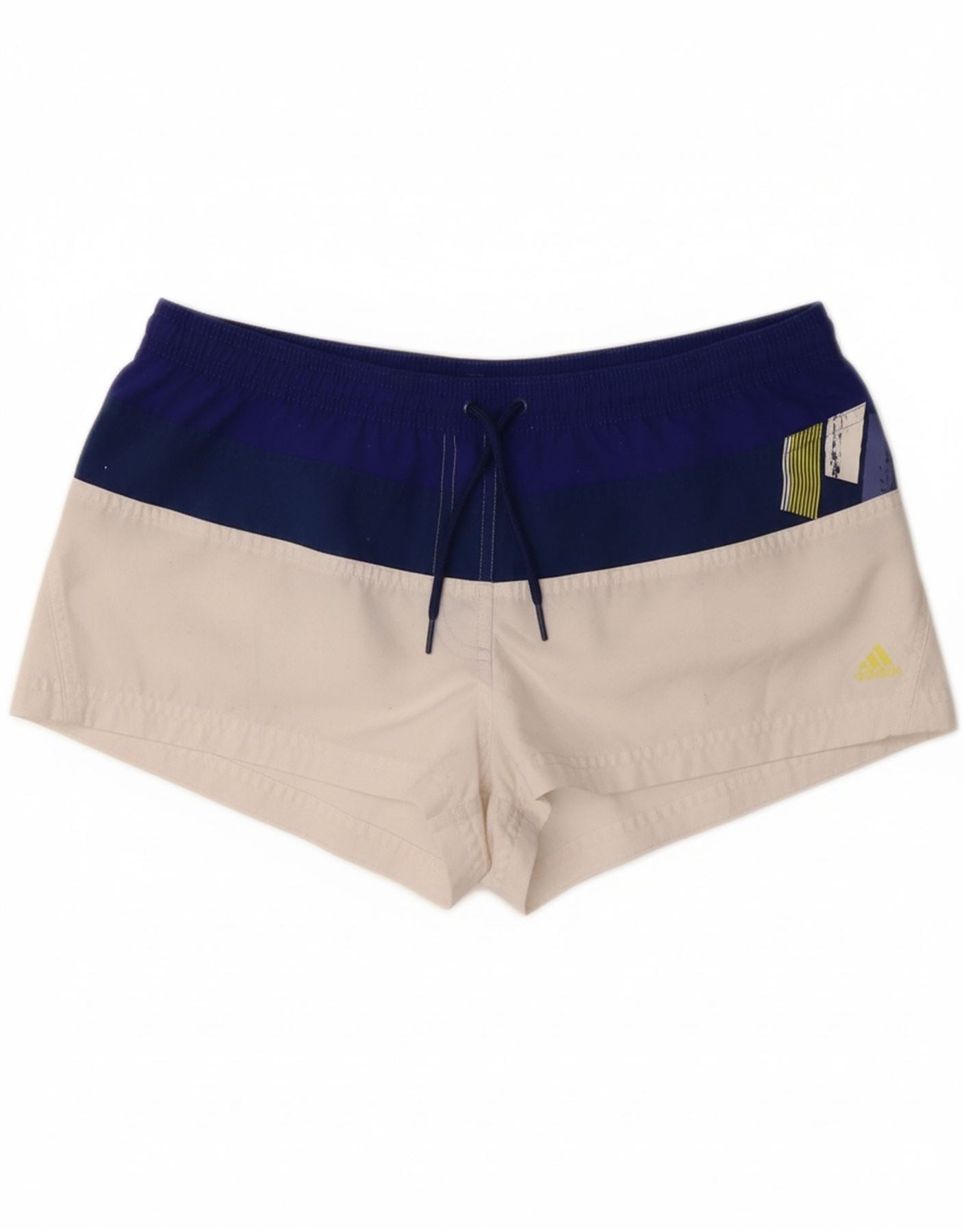 ADIDAS Womens Swimming Shorts UK 14 Large  White Colourblock Polyester Vintage Adidas and Second-Hand Adidas from Messina Hembry