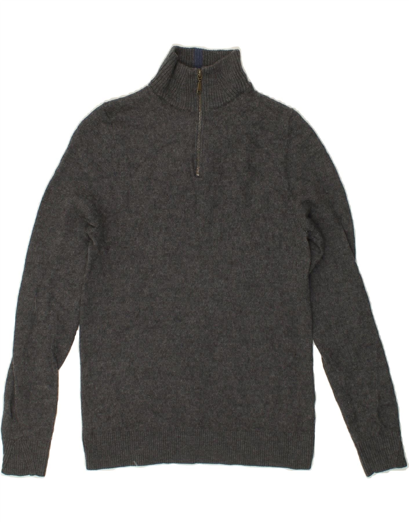 WHITE STUFF Womens Zip Neck Jumper Sweater UK 14 Large Grey Vintage White Stuff and Second-Hand White Stuff from Messina Hembry