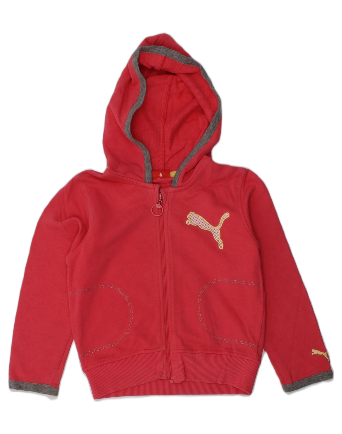 PUMA Baby Girls Graphic Zip Hoodie Sweater 18-24 Months Pink Cotton | Vintage Puma | Thrift | Second-Hand Puma | Used Clothing | Messina Hembry