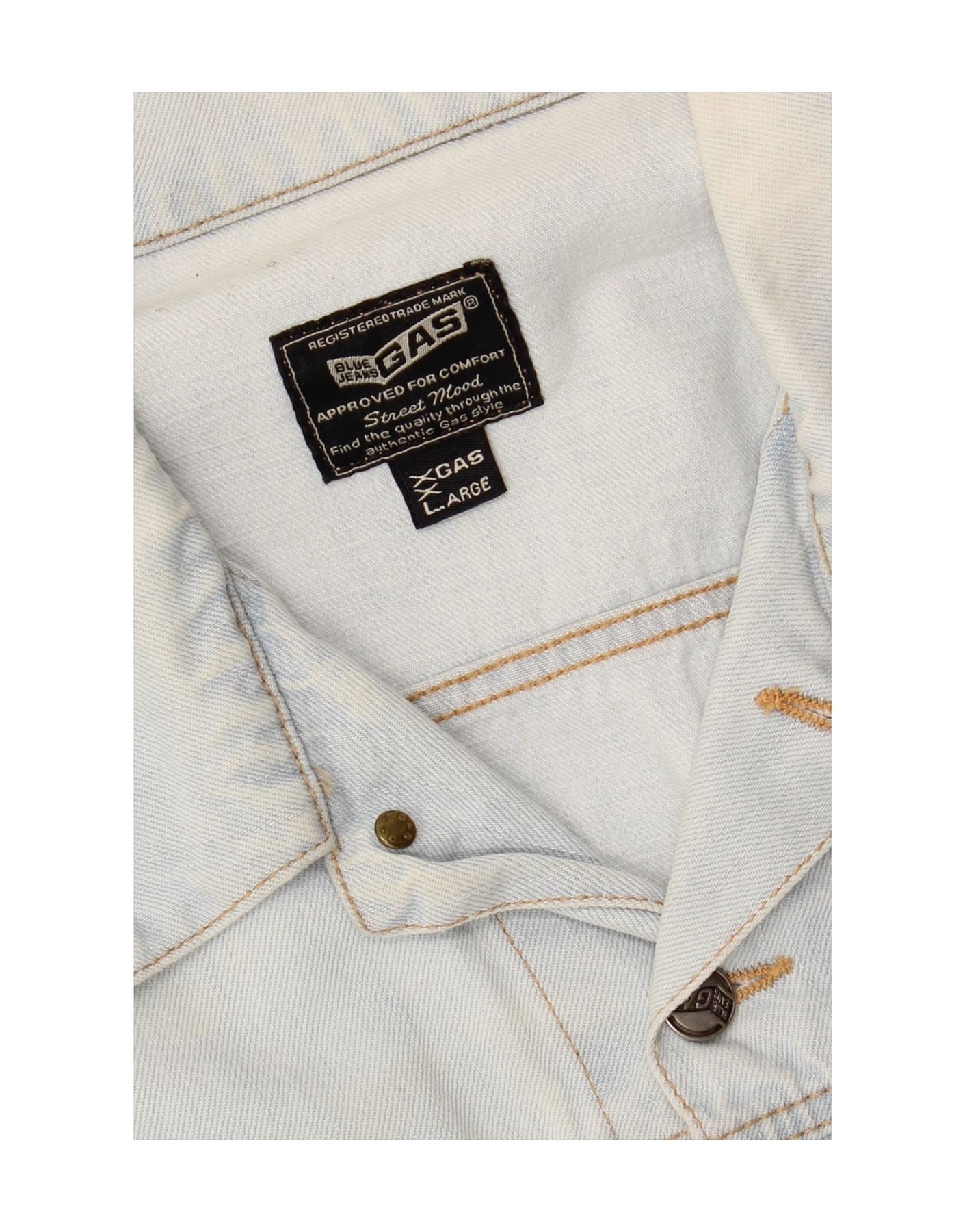 GAS Mens Street Mood Denim Jacket UK 44 2XL Blue Cotton Vintage Gas and Second-Hand Gas from Messina Hembry