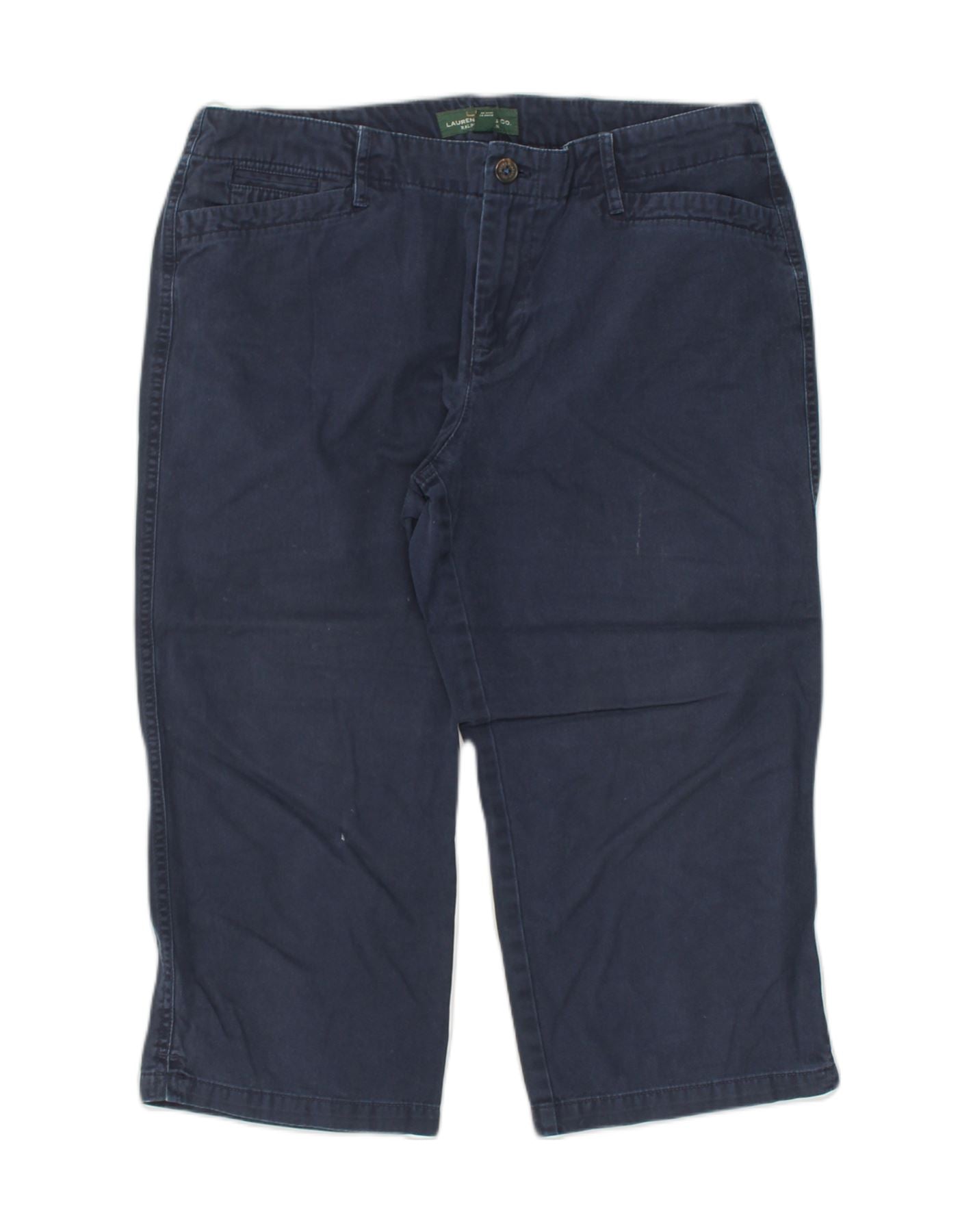 RALPH LAUREN Womens Straight Capri Trousers US 10 Large W33 L20 Navy Blue | Vintage Ralph Lauren | Thrift | Second-Hand Ralph Lauren | Used Clothing | Messina Hembry