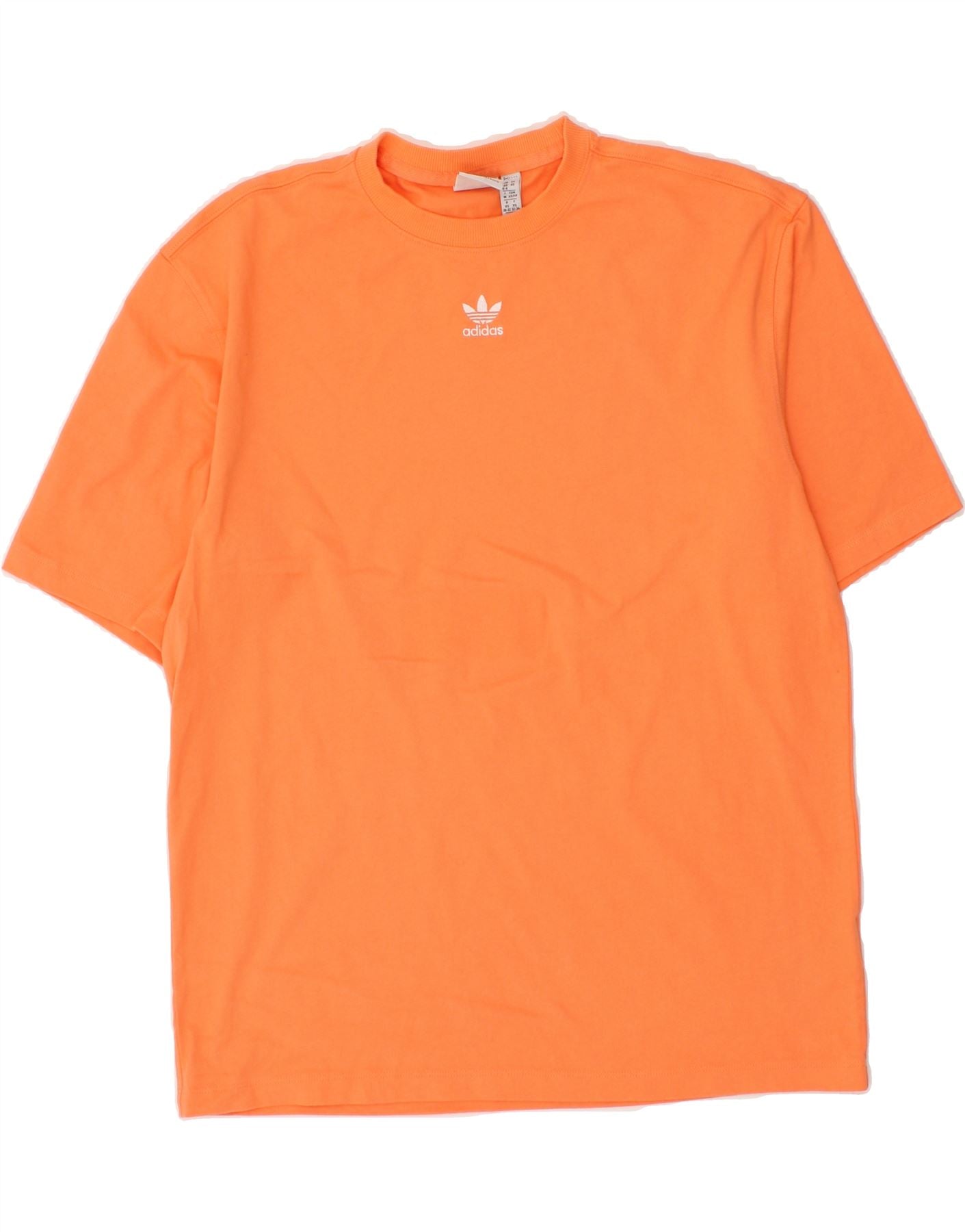 ADIDAS Womens Longline Oversized T-Shirt Top UK 4/6 XS Orange Cotton Vintage Adidas and Second-Hand Adidas from Messina Hembry