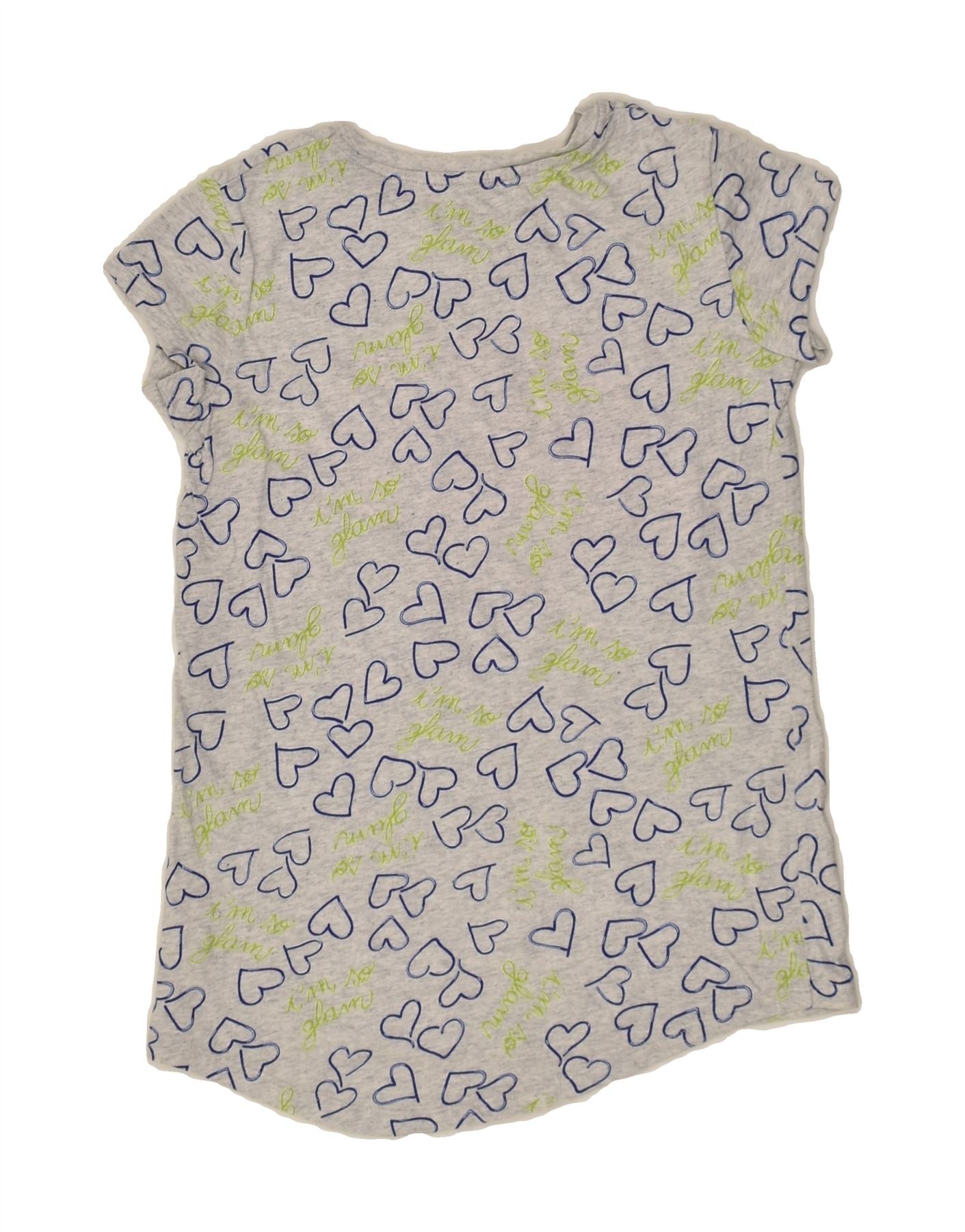 BENETTON Girls Graphic Blouse Top 8-9 Years Large  Grey Cotton | Vintage Benetton | Thrift | Second-Hand Benetton | Used Clothing | Messina Hembry
