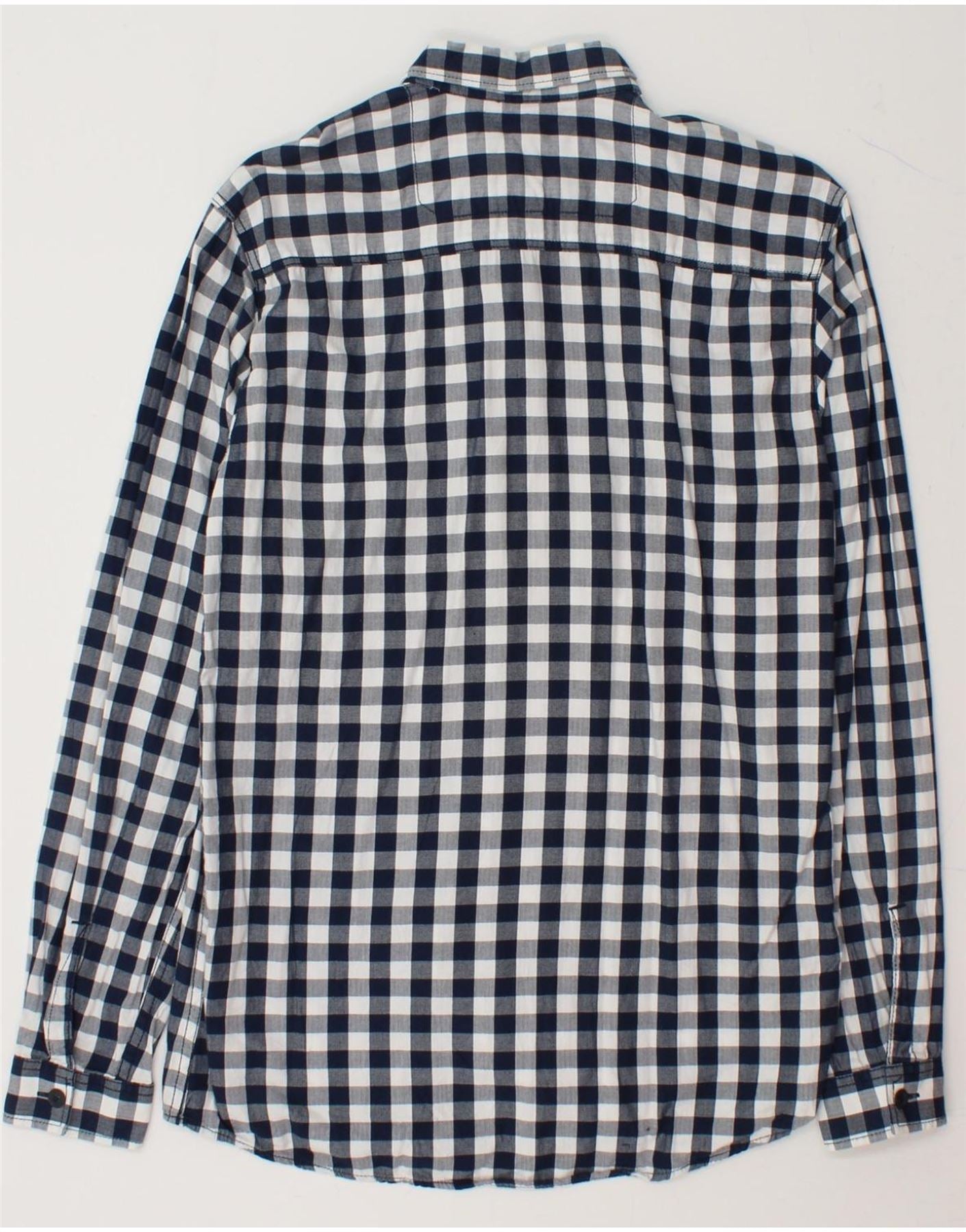 JACK & JONES Mens Shirt Small Navy Blue Gingham Cotton Vintage Jack & Jones and Second-Hand Jack & Jones from Messina Hembry