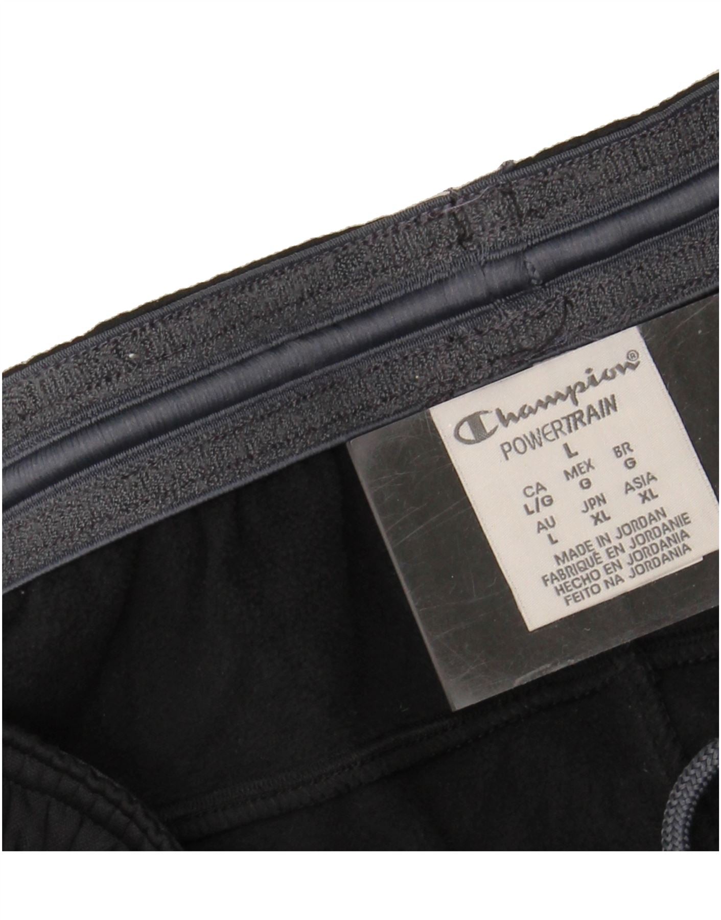 CHAMPION Mens Tracksuit Trousers Large Black Polyester Vintage Champion and Second-Hand Champion from Messina Hembry