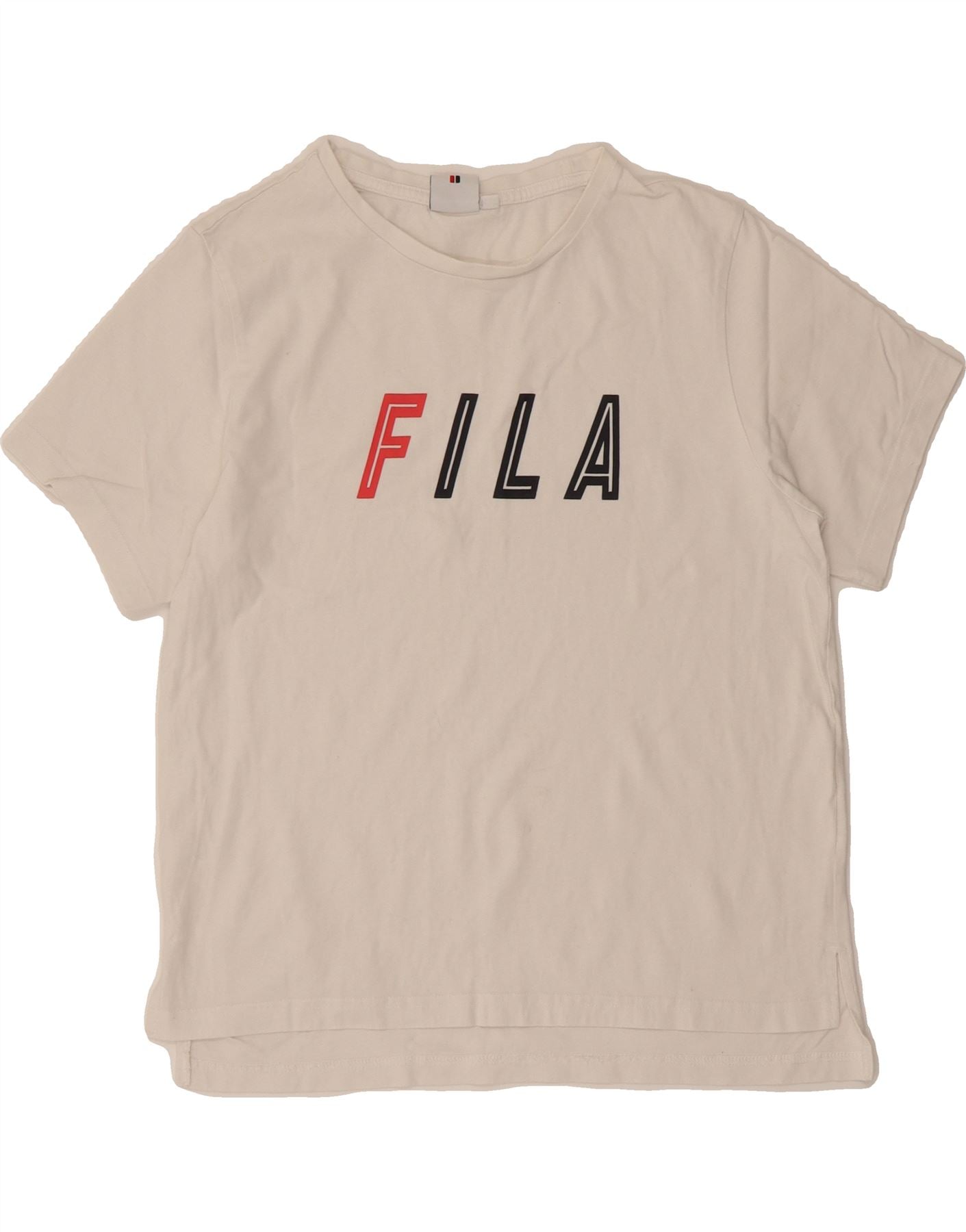 FILA Womens Oversized Graphic T-Shirt Top UK 6 XS White Cotton Vintage Fila and Second-Hand Fila from Messina Hembry