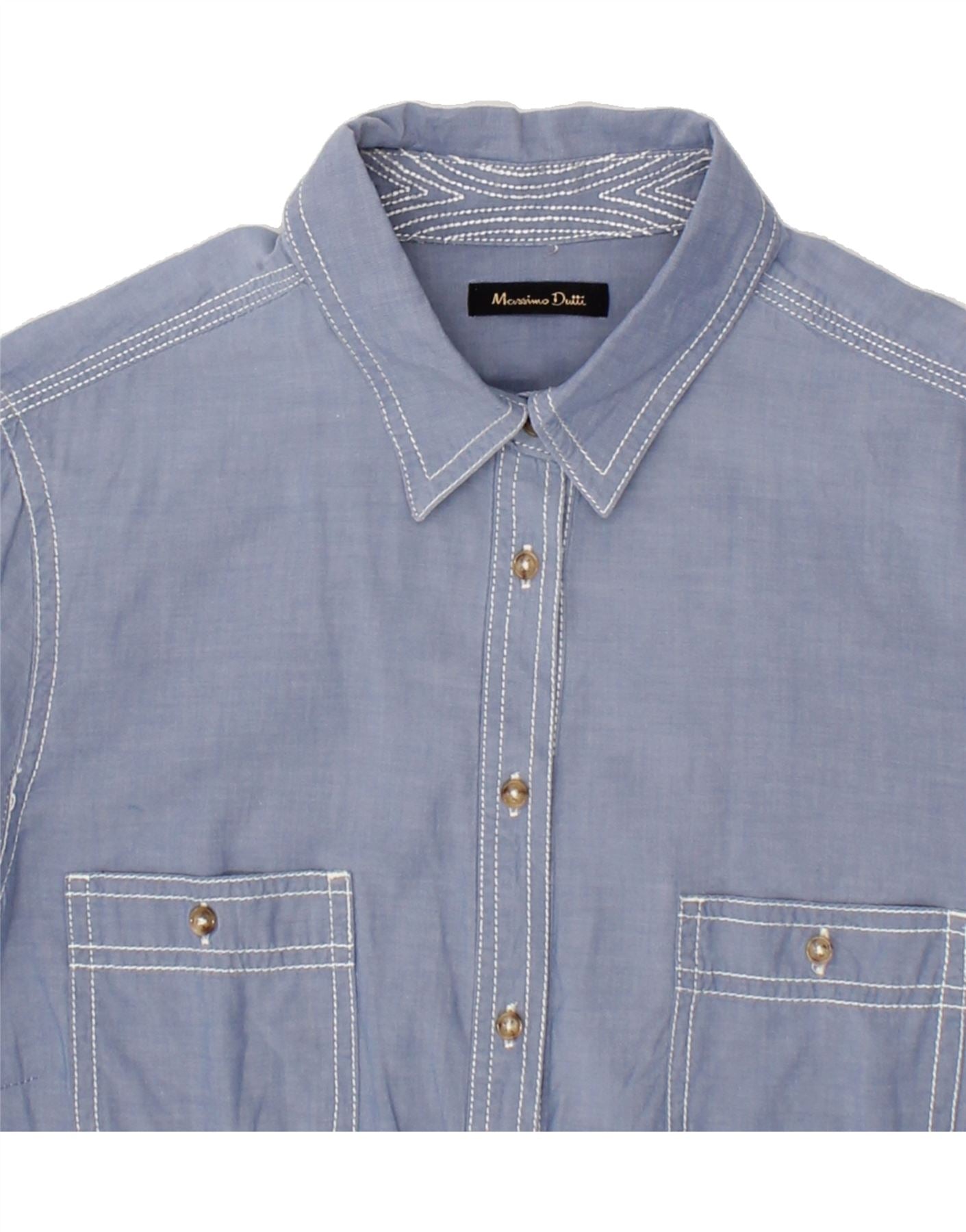 MASSIMO DUTTI Womens Shirt EU 42 Large Blue Cotton Vintage Massimo Dutti and Second-Hand Massimo Dutti from Messina Hembry