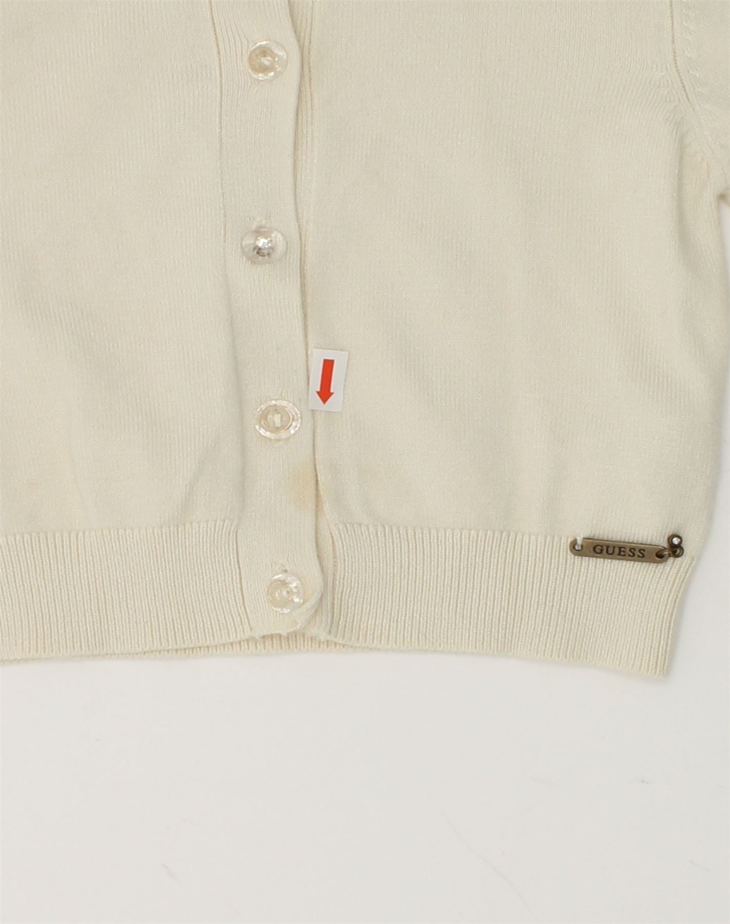 GUESS Baby Girls Cardigan Sweater 18-24 Months Beige Viscose | Vintage Guess | Thrift | Second-Hand Guess | Used Clothing | Messina Hembry