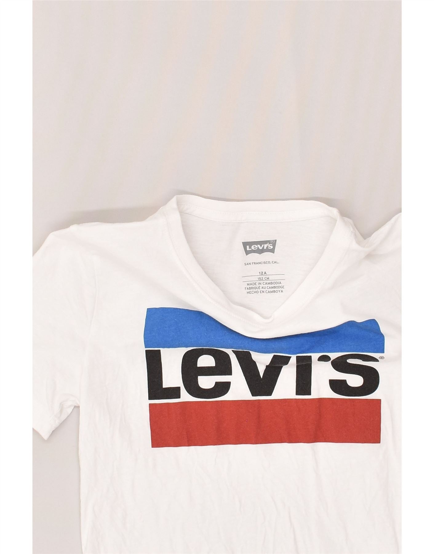 LEVI'S Boys Graphic Vest Top 11-12 Years Off White Cotton | Vintage Levi's | Thrift | Second-Hand Levi's | Used Clothing | Messina Hembry
