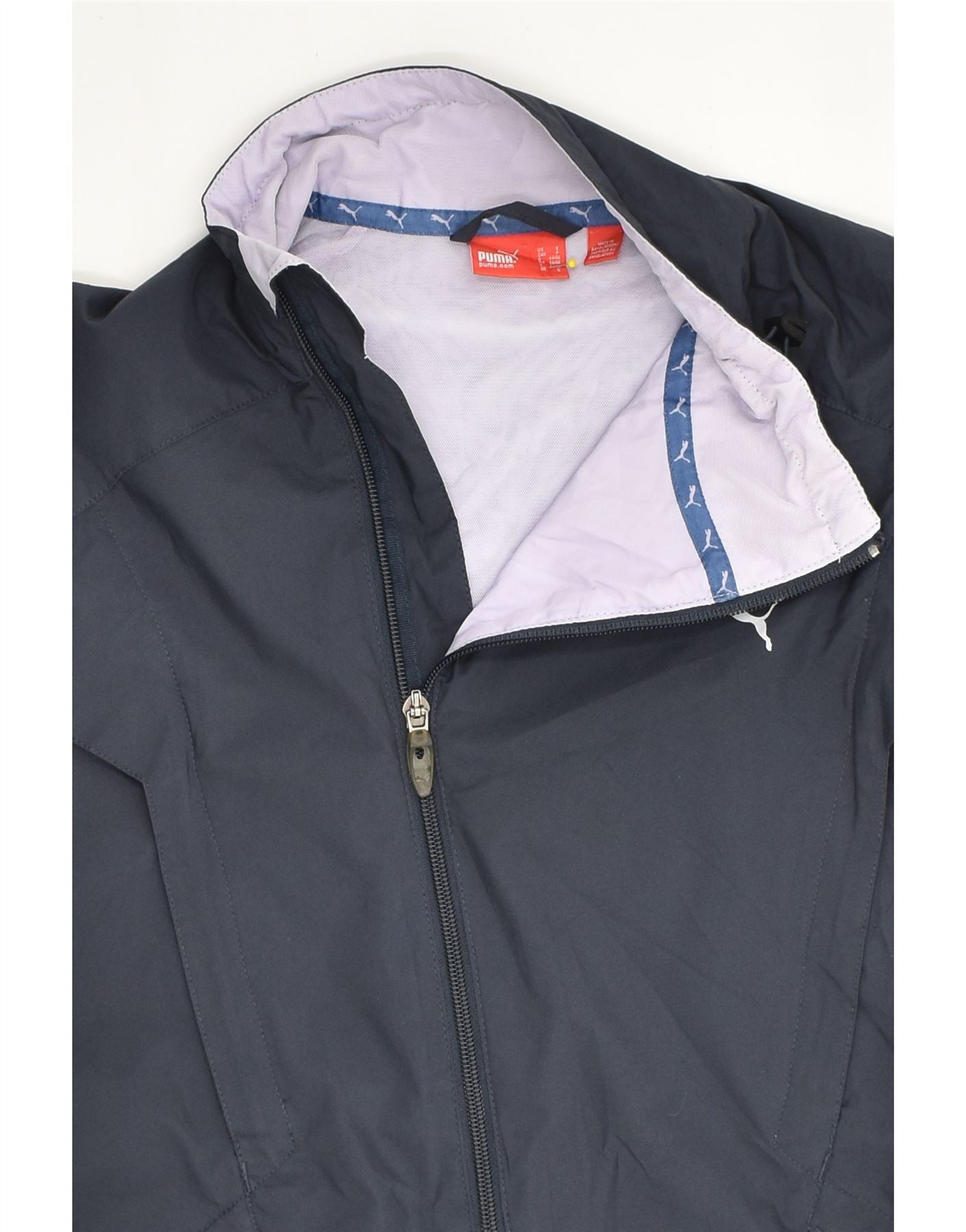 PUMA Womens Tracksuit Top Jacket UK 10 Small Navy Blue Polyester | Vintage Puma | Thrift | Second-Hand Puma | Used Clothing | Messina Hembry