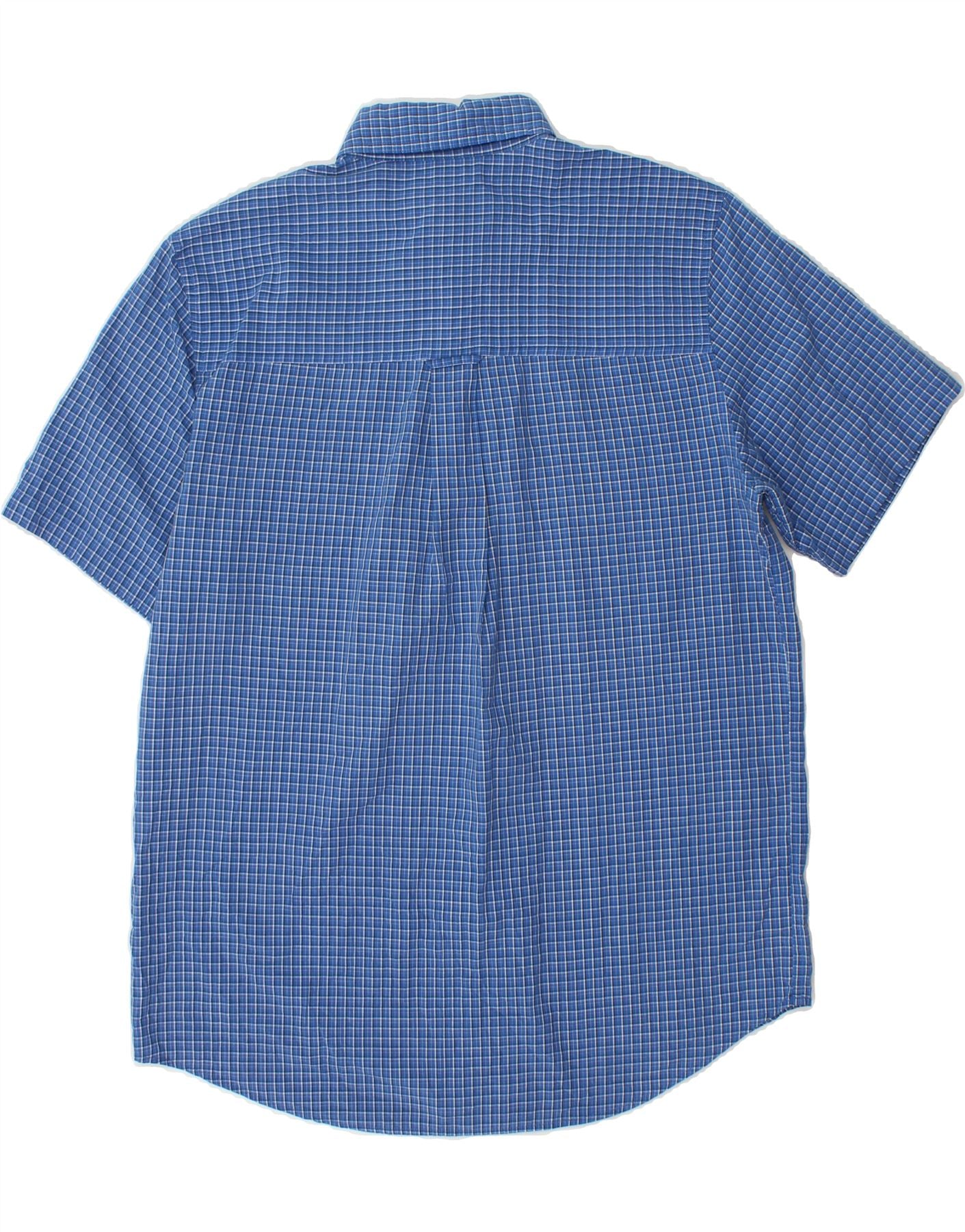 CHAPS Mens Short Sleeve Shirt Medium Blue Check Cotton Vintage Chaps and Second-Hand Chaps from Messina Hembry