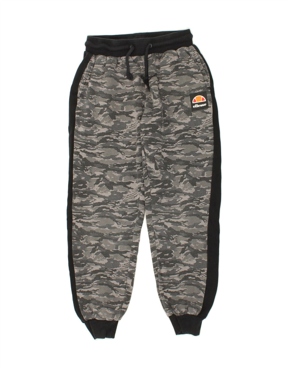 ELLESSE Boys Tracksuit Trousers Joggers 13 14 Years Grey Camouflage Cotton Vintage Second Hand Clothing Online Messina Hembry