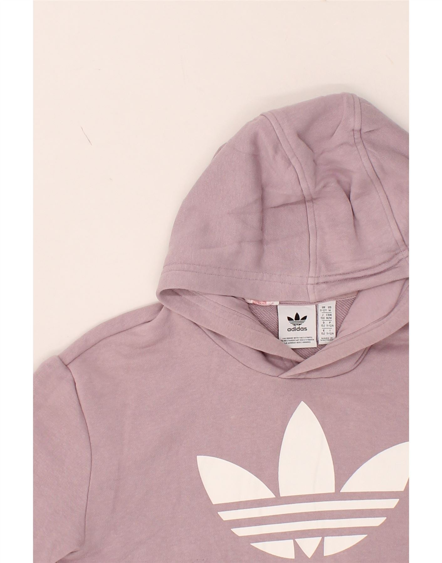 ADIDAS Girls Graphic Hoodie Jumper 11-12 Years Purple Cotton Vintage Adidas and Second-Hand Adidas from Messina Hembry