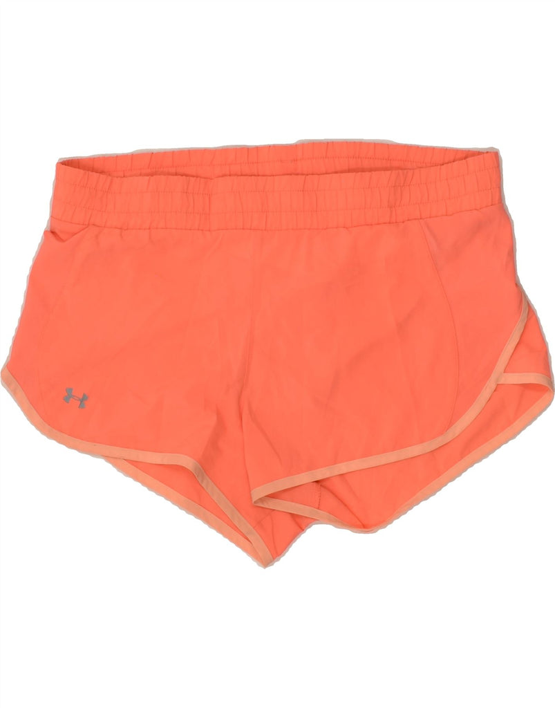 UNDER ARMOUR Womens Sport Shorts UK 10 Small Orange Polyester | Vintage Under Armour | Thrift | Second-Hand Under Armour | Used Clothing | Messina Hembry 