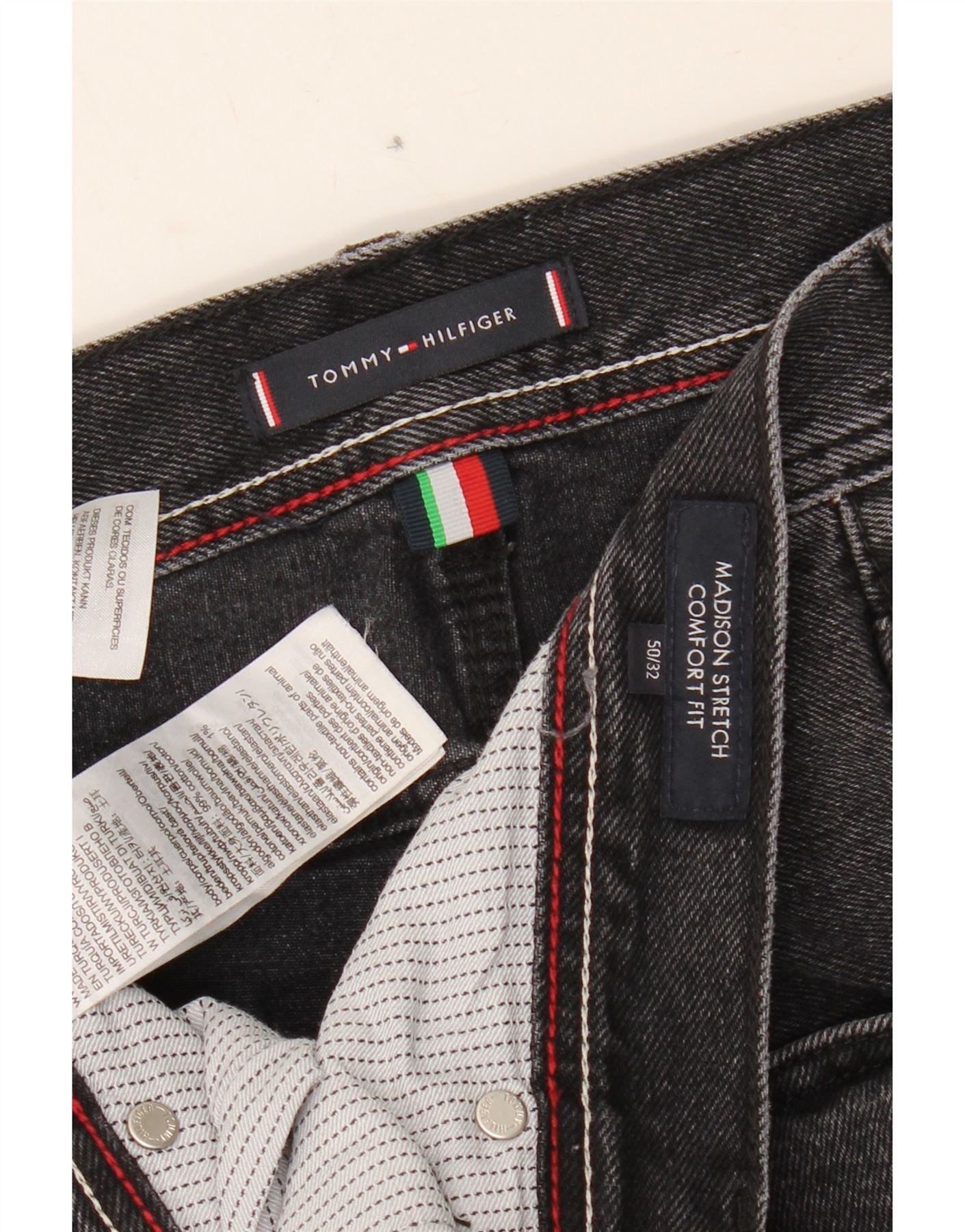TOMMY HILFIGER Mens Madrid RW Comfort Fit Straight Jeans W50 L32 Black Vintage Tommy Hilfiger and Second-Hand Tommy Hilfiger from Messina Hembry