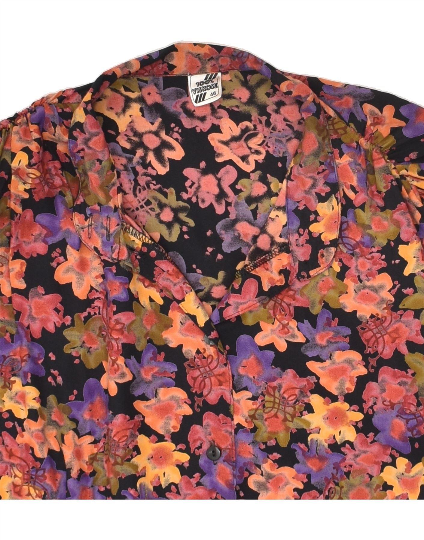 VINTAGE Womens 3/4 Sleeve Shirt Blouse IT 46 Large Red Floral Viscose | Vintage Vintage | Thrift | Second-Hand Vintage | Used Clothing | Messina Hembry