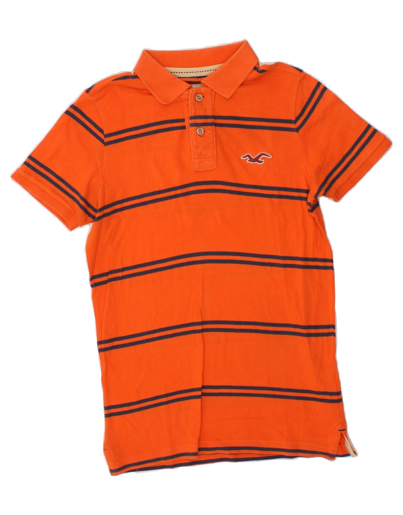 HOLLISTER Mens Polo Shirt Small Orange Striped Cotton Vintage Hollister and Second-Hand Hollister from Messina Hembry