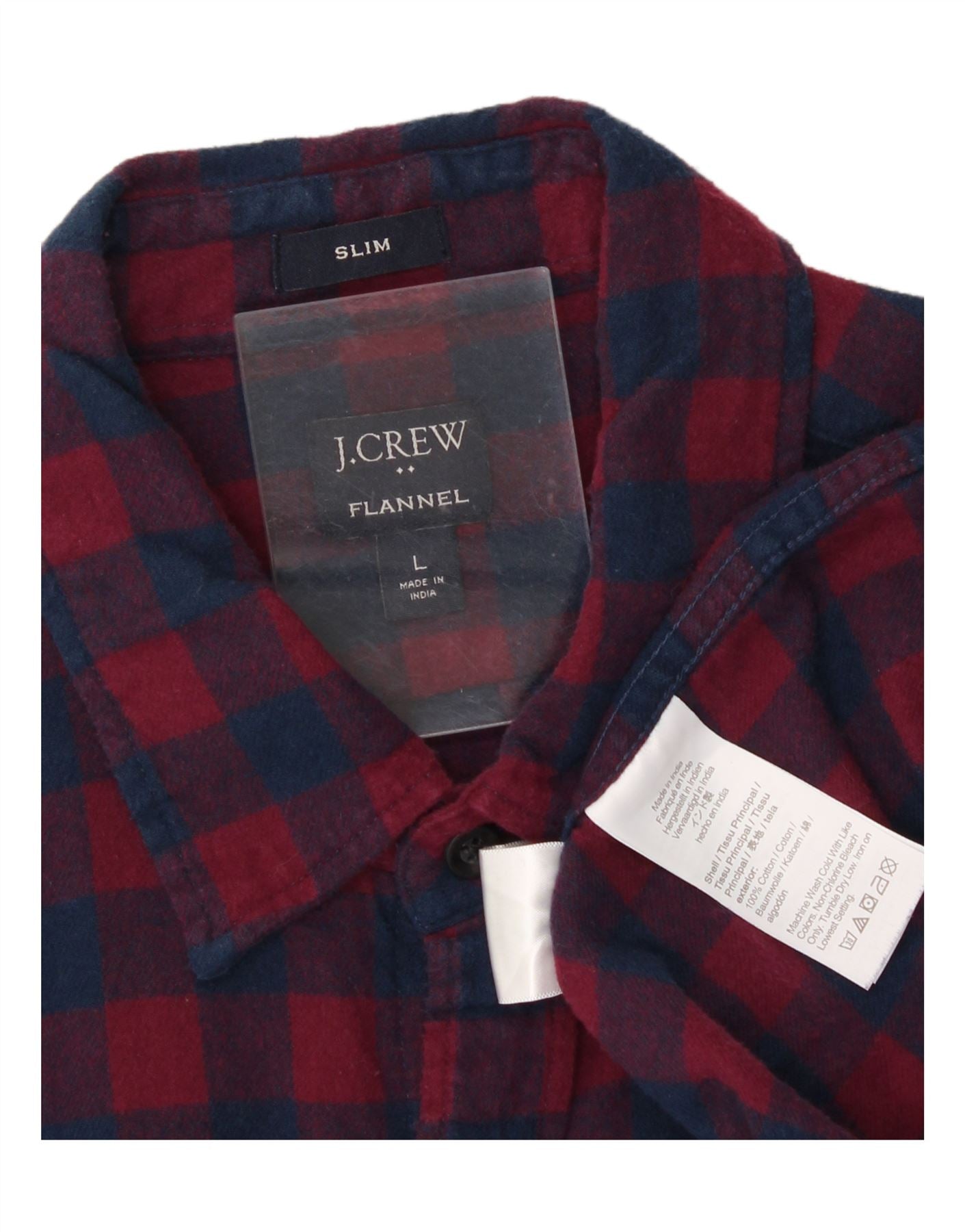 J. CREW Mens Slim Fit Flannel Shirt Large Red Check Cotton Vintage J. Crew and Second-Hand J. Crew from Messina Hembry