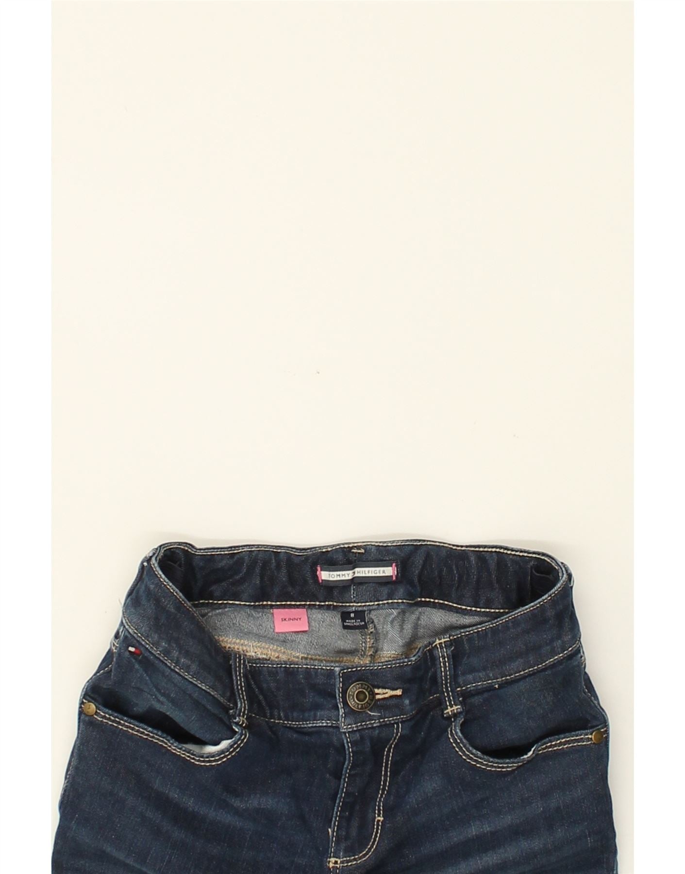 TOMMY HILFIGER Girls Skinny Jeans 7-8 Years W22 L23  Navy Blue Cotton | Vintage Tommy Hilfiger | Thrift | Second-Hand Tommy Hilfiger | Used Clothing | Messina Hembry