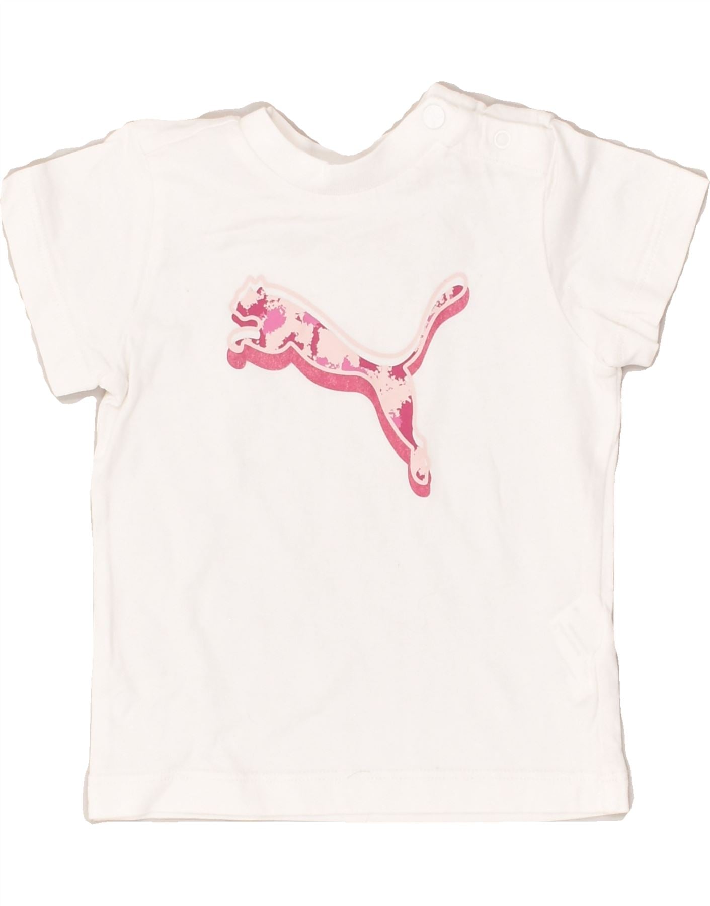 PUMA Baby Girls Graphic T-Shirt Top 6-9 Months White Cotton | Vintage Puma | Thrift | Second-Hand Puma | Used Clothing | Messina Hembry