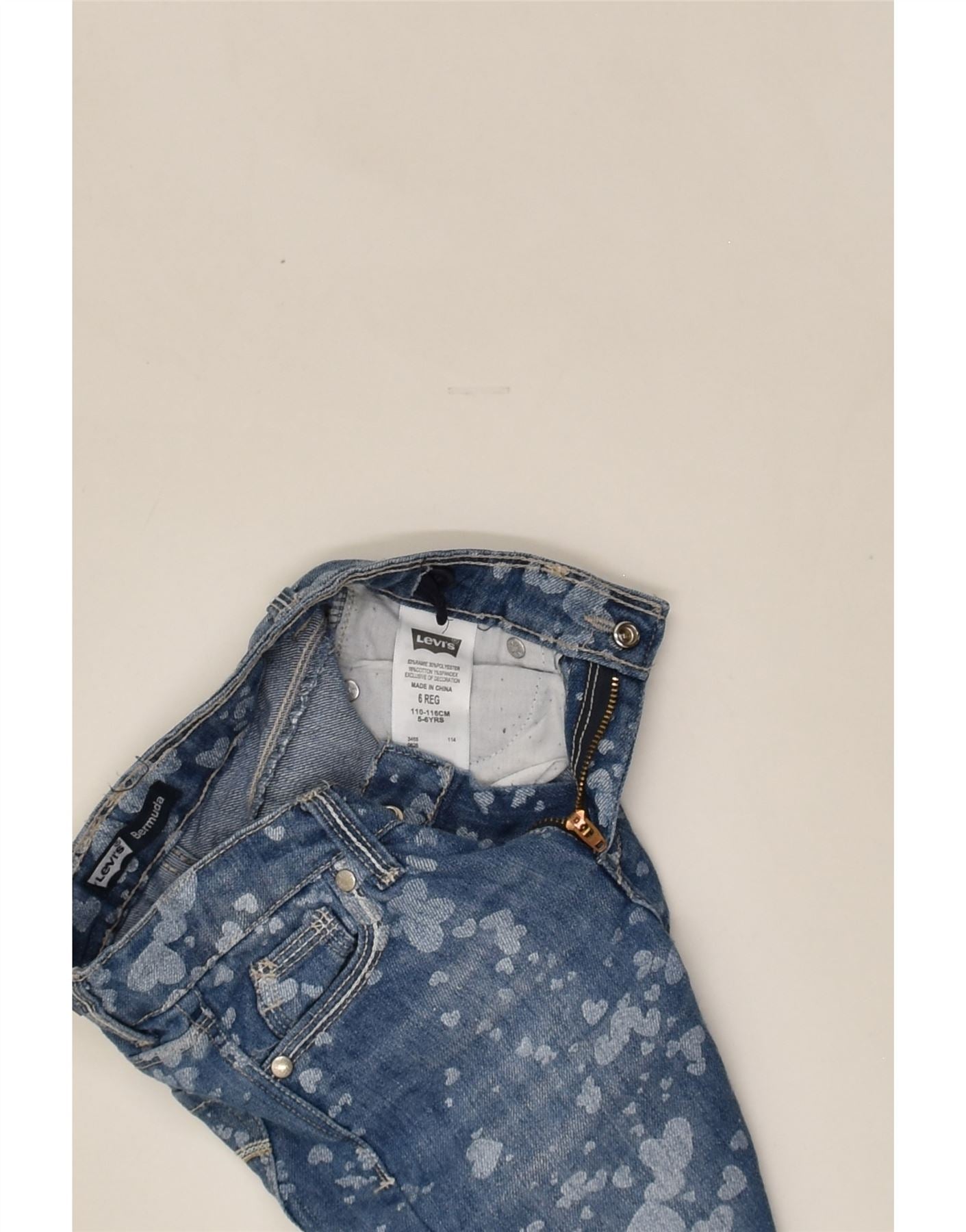 LEVI'S Girls Denim Shorts 7-8 Years W22  Blue Flecked Ramie | Vintage Levi's | Thrift | Second-Hand Levi's | Used Clothing | Messina Hembry