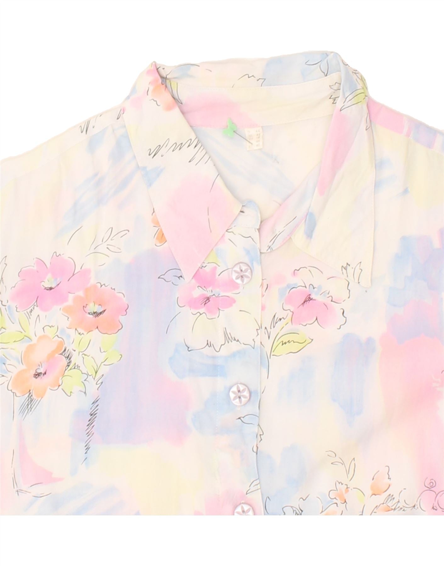 VINTAGE Womens Short Sleeve Shirt EU 48 2XL Pink Floral Viscose | Vintage Vintage | Thrift | Second-Hand Vintage | Used Clothing | Messina Hembry