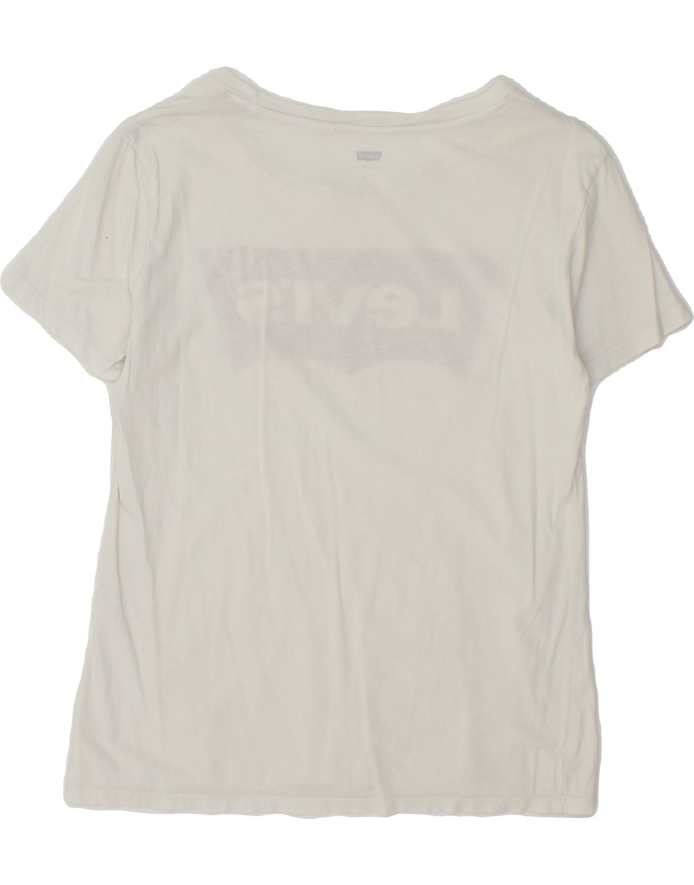 LEVI'S Womens Graphic T-Shirt Top UK 10 Small White Vintage Levi's and Second-Hand Levi's from Messina Hembry
